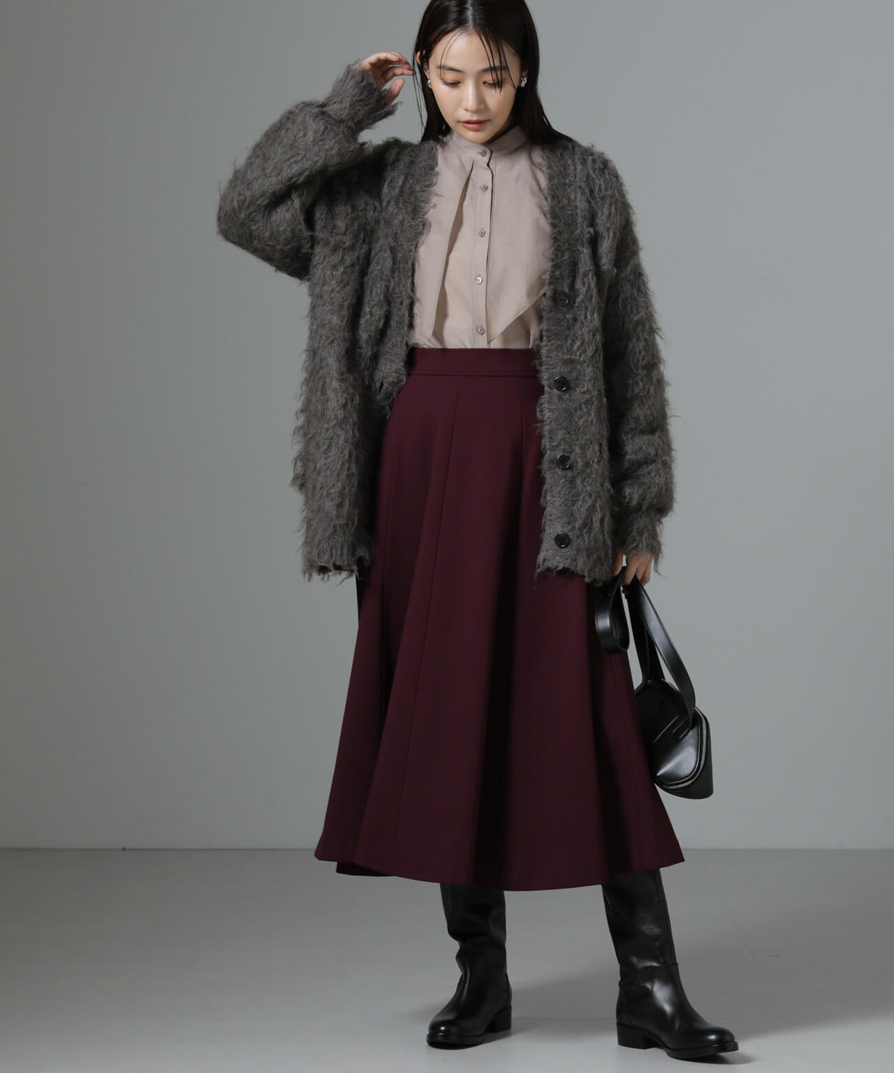 8パネル ダンボール ニット フレア スカート 