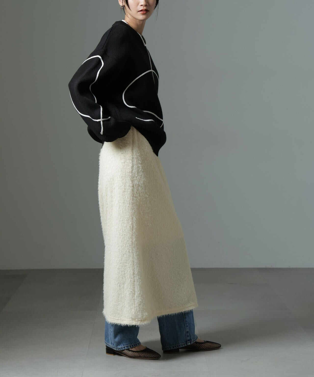 シャギー ナロー スカート（ セットアップ 可）