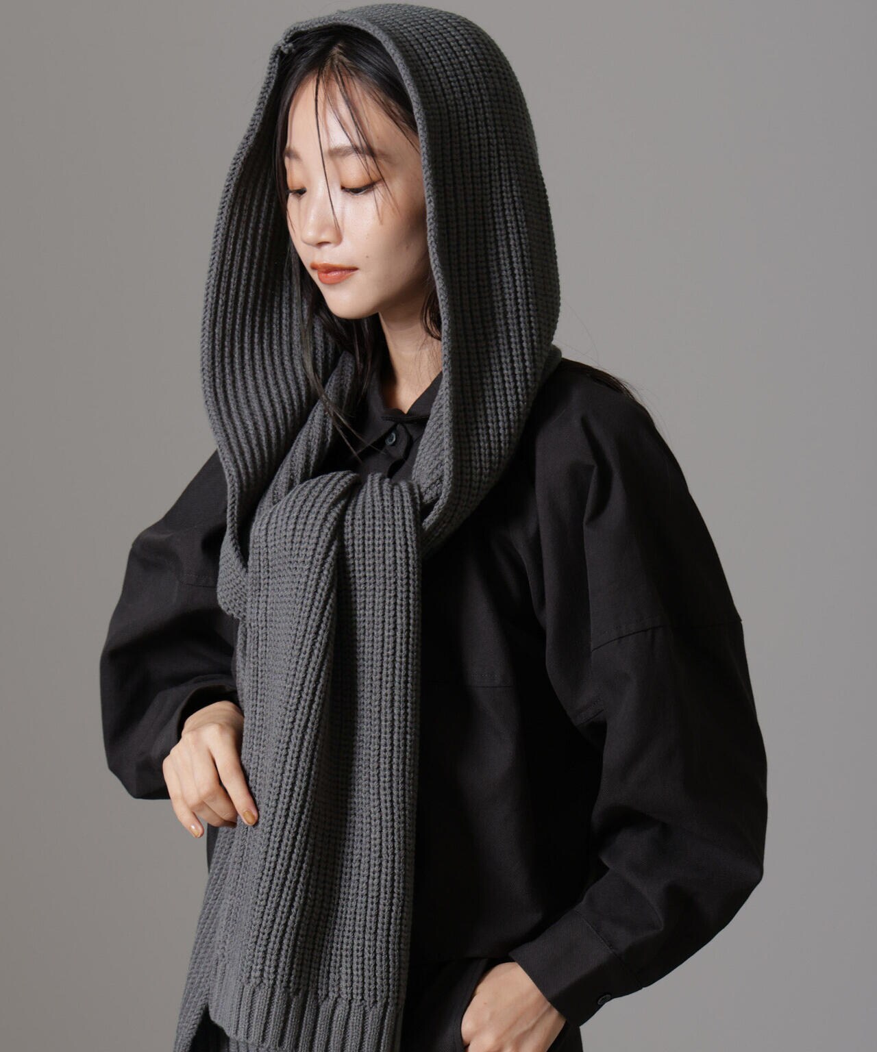 casa fline フードマフラー付き中綿コート casa fline フードマフラー付き中綿コート