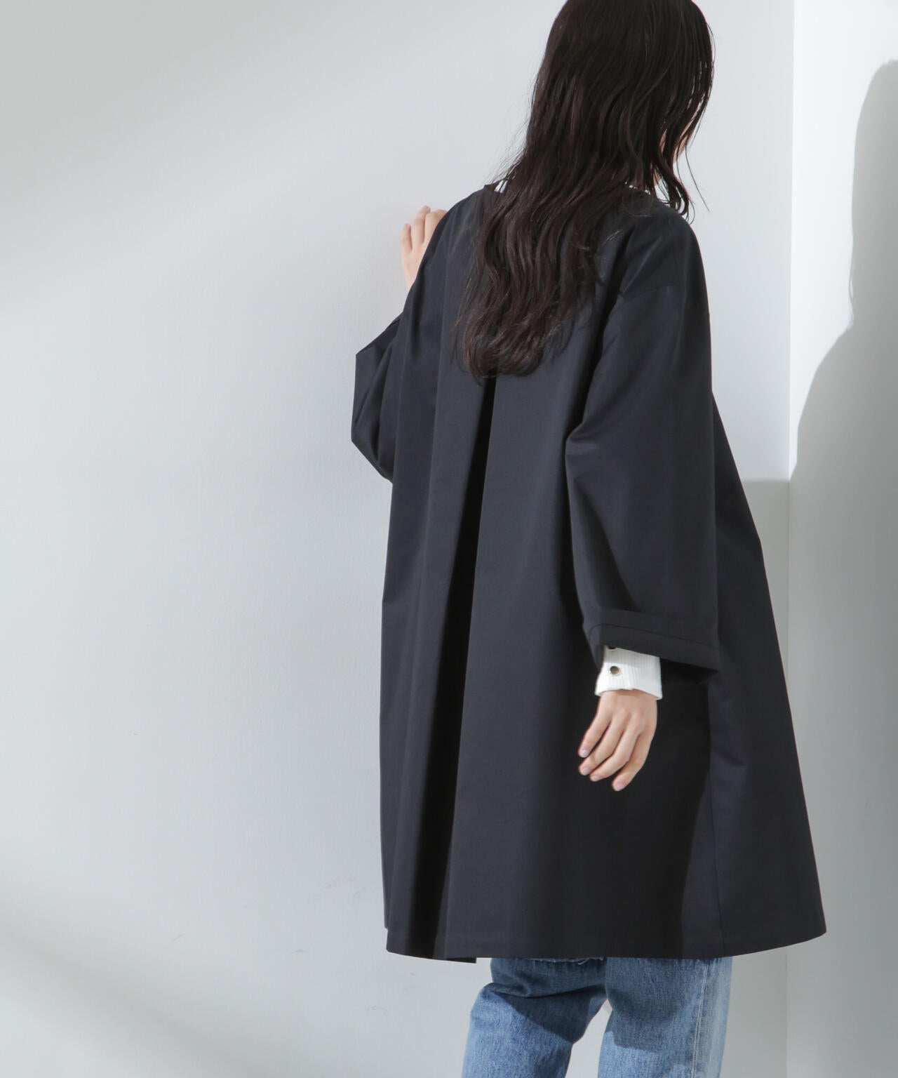 撥水 & 花粉ガード ノーカラー コート