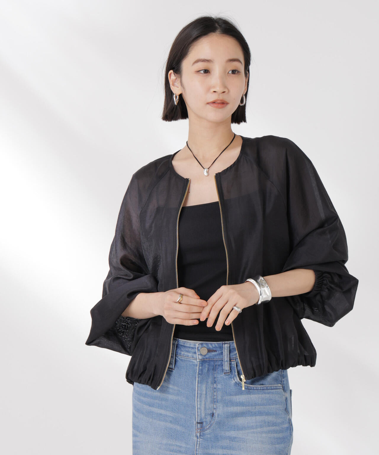 ◎新品未使用◎ ナノユニバース　シアージップブルゾン シアー ジップ ブルゾン