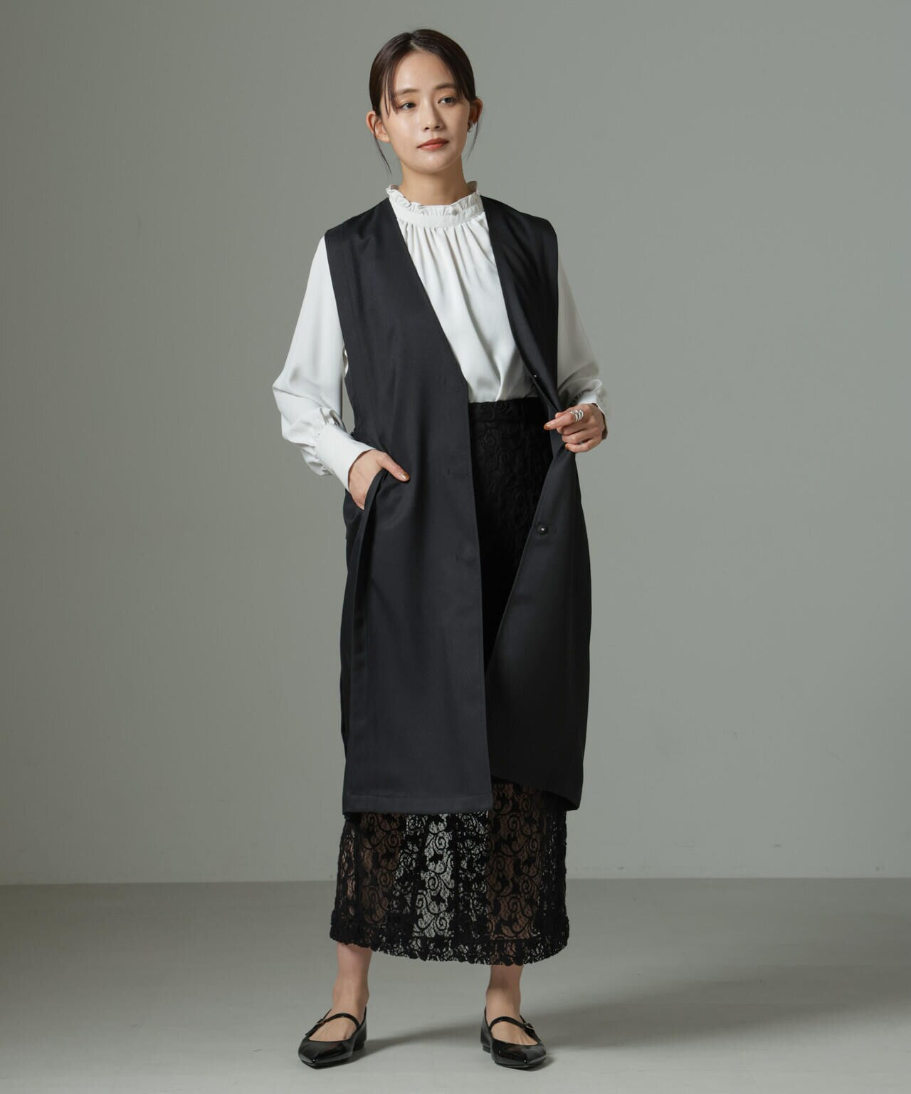 美品★ユナイテッドアローズ　ロングジレ　ベルト　ベージュ　サイズフリー サイドベルト ロングジレ（ セットアップ 可）