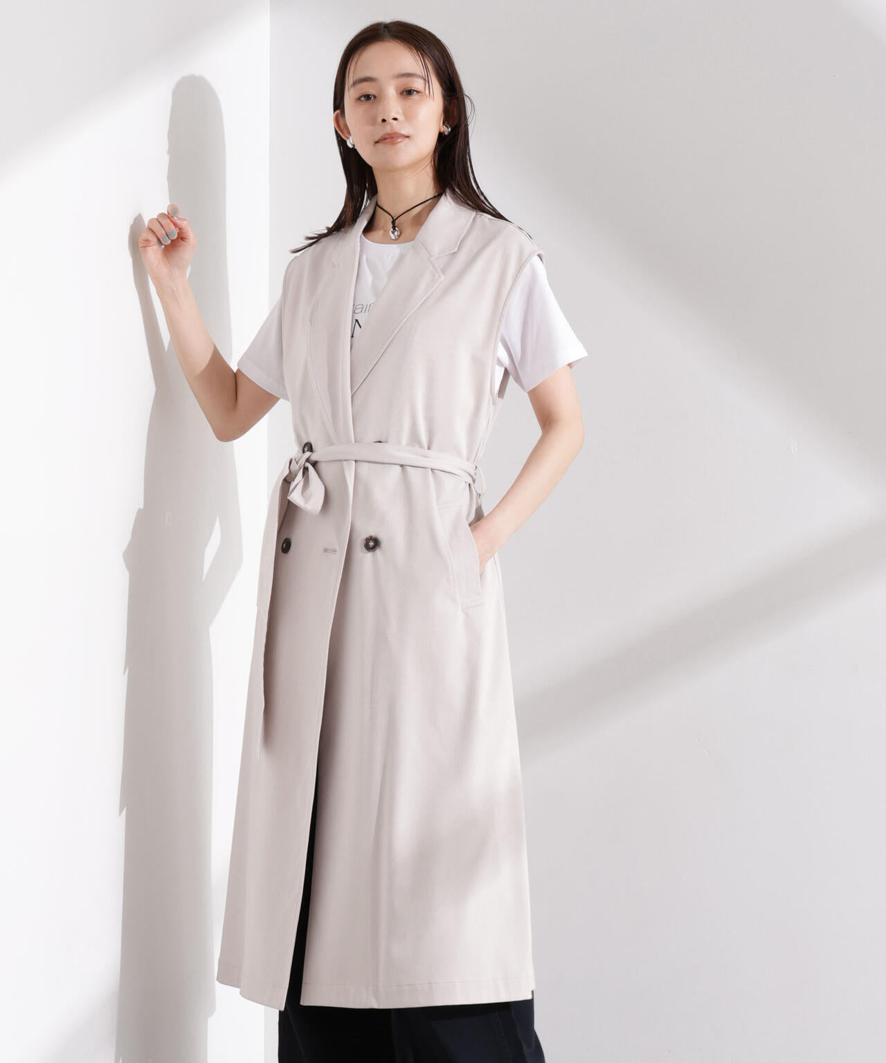 美品✨ババグーリ　ダブルロングコート　ヘンプ　M 貝ボタン　グレー 1220601_19314157_k3.jpg