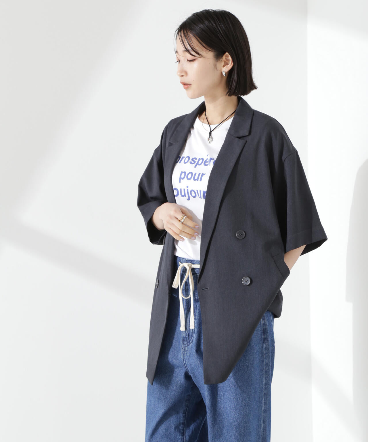 クリスピーツイルショートスリーブジャケット(セットアップ可) 6735116308