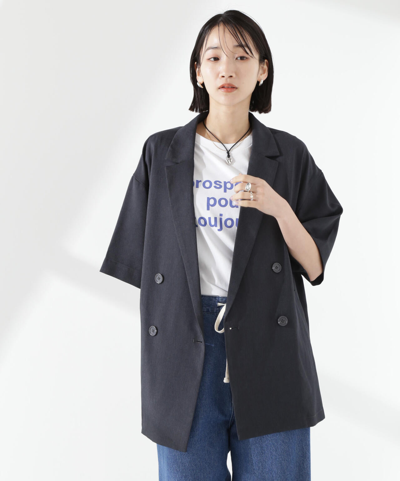 クリスピーツイルショートスリーブジャケット(セットアップ可) 6735116308