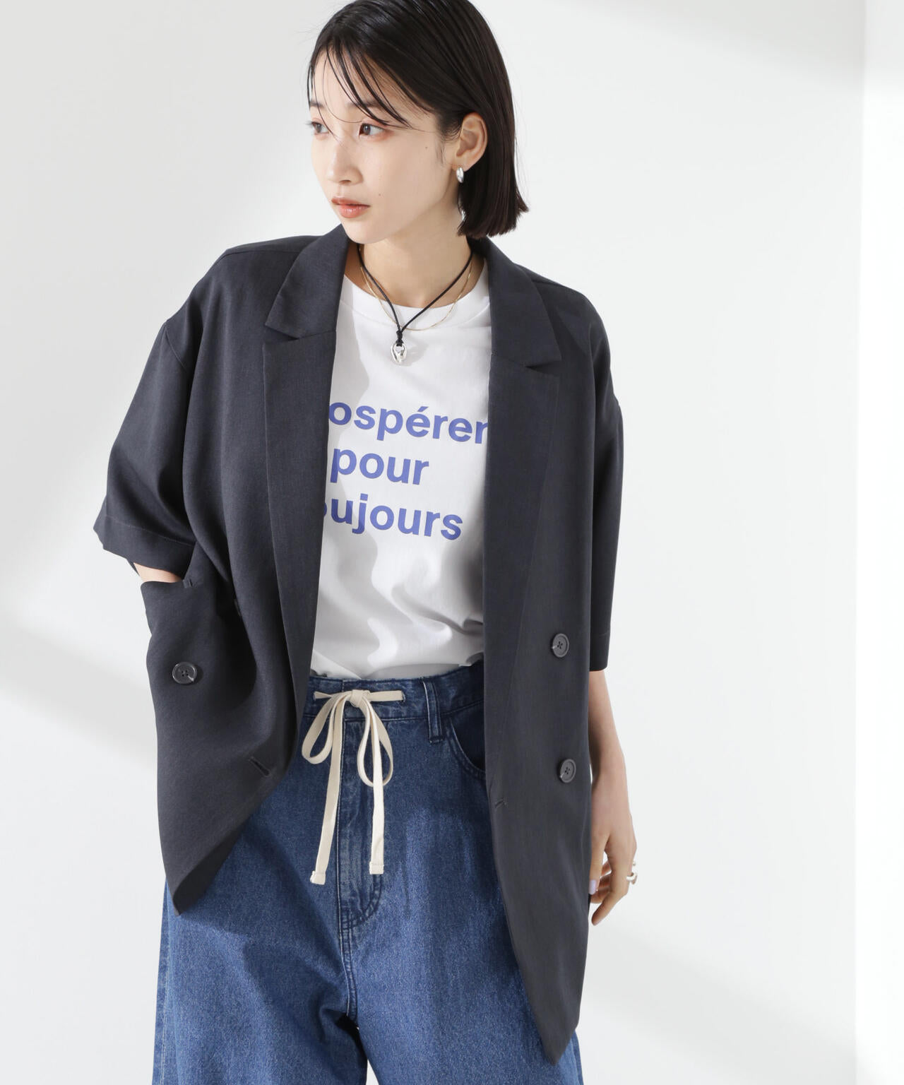 クリスピーツイルショートスリーブジャケット(セットアップ可) 6735116308