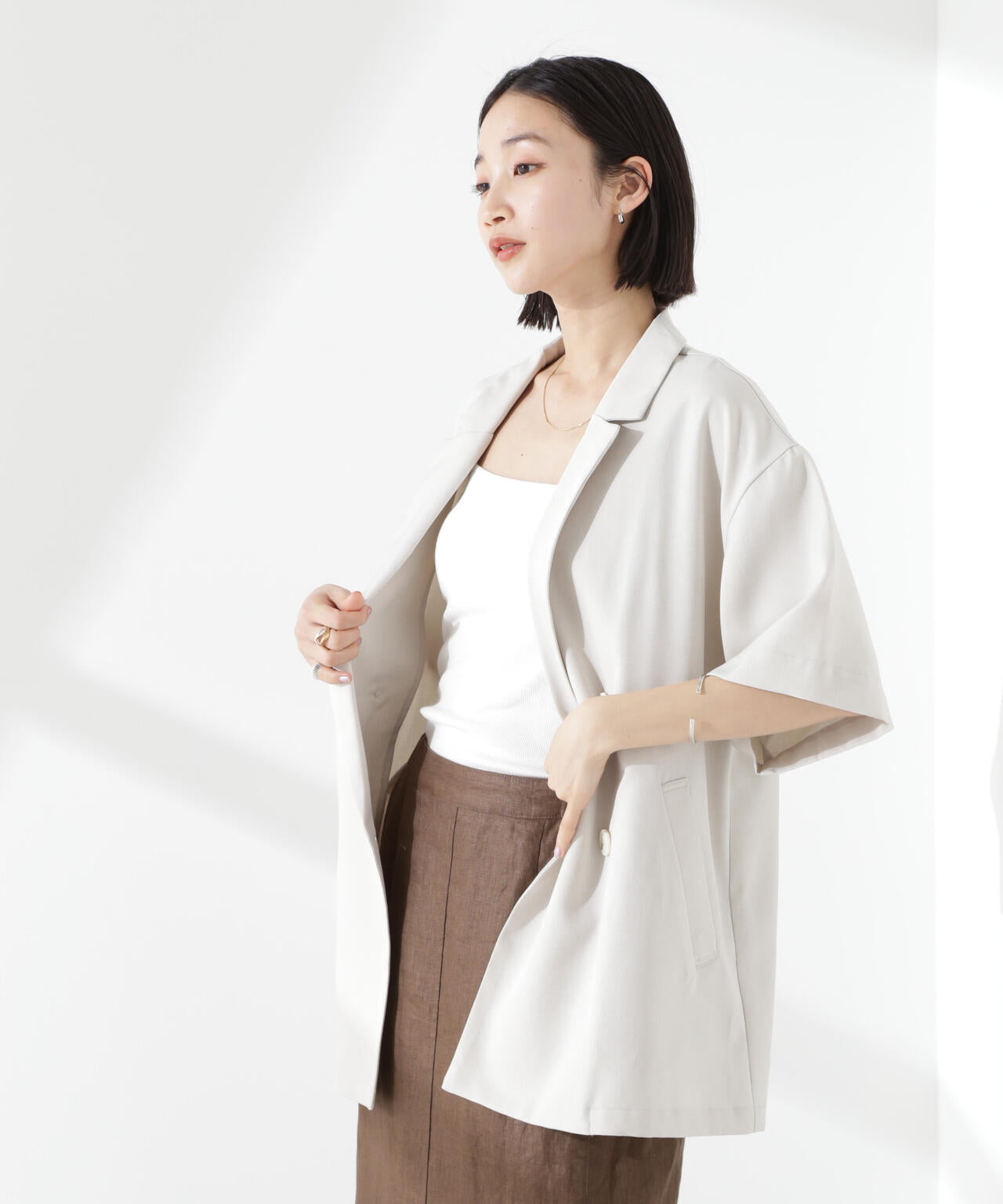 クリスピーツイルショートスリーブジャケット(セットアップ可) 6735116308