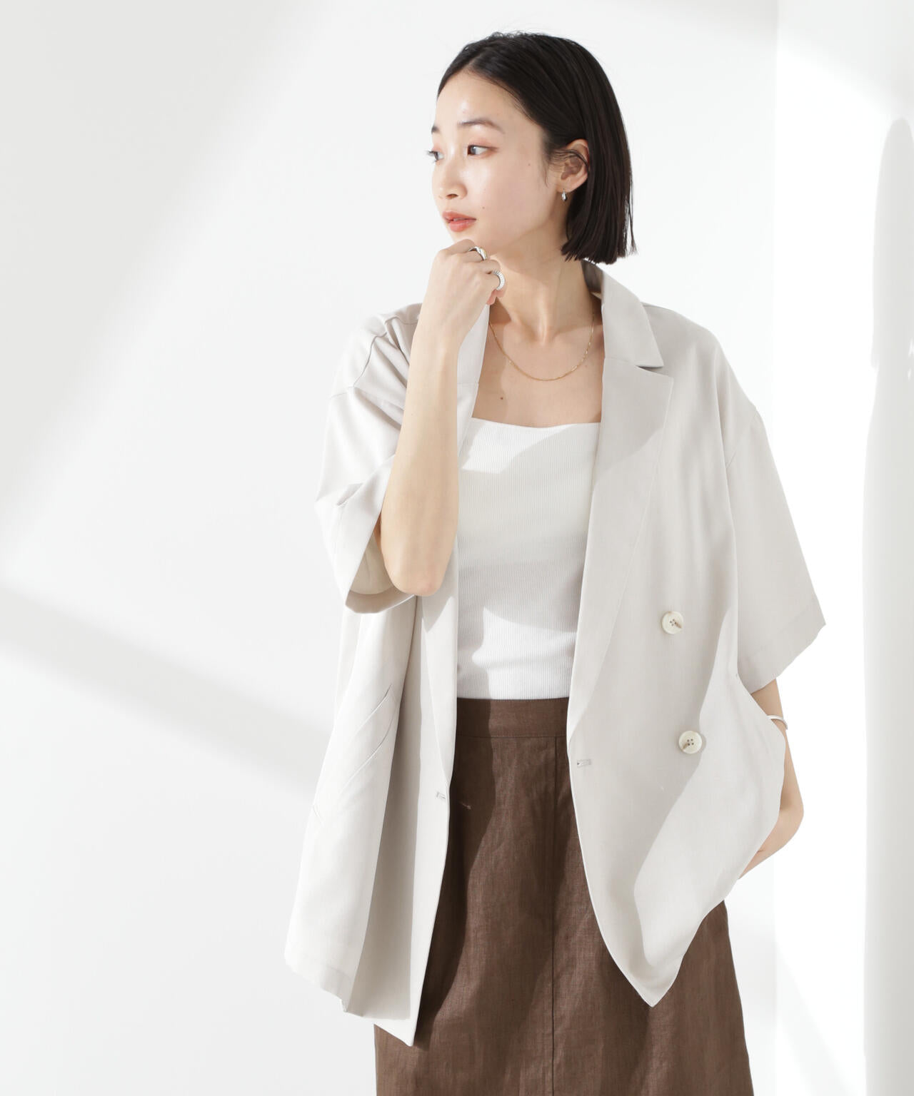 クリスピーツイルショートスリーブジャケット(セットアップ可) 6735116308