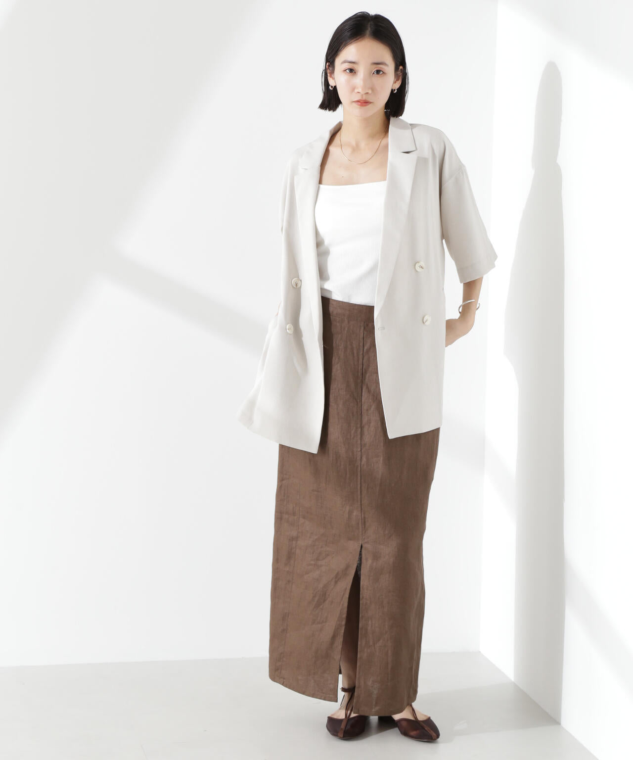 クリスピーツイルショートスリーブジャケット(セットアップ可) 6735116308