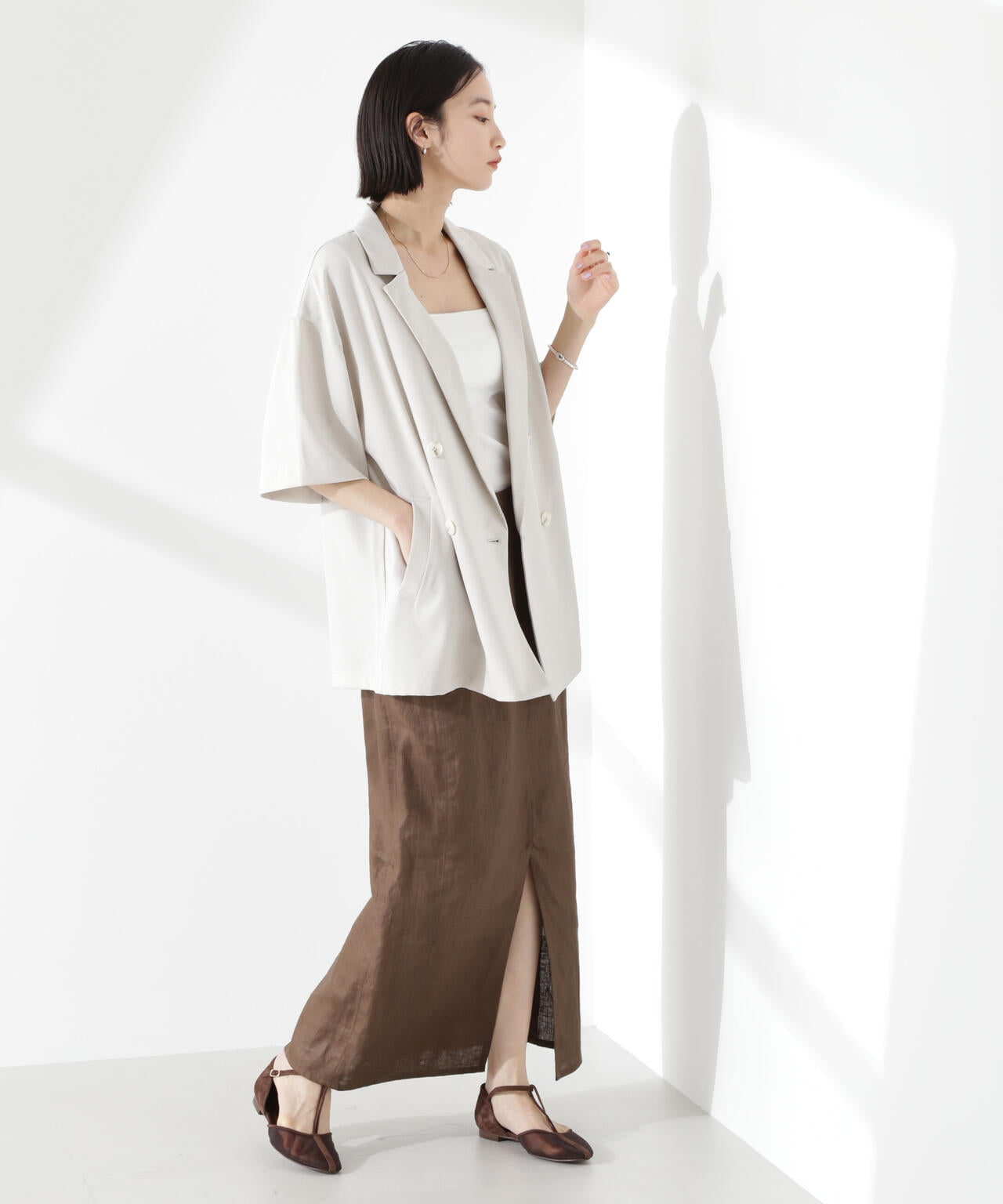 クリスピーツイルショートスリーブジャケット(セットアップ可) 6735116308