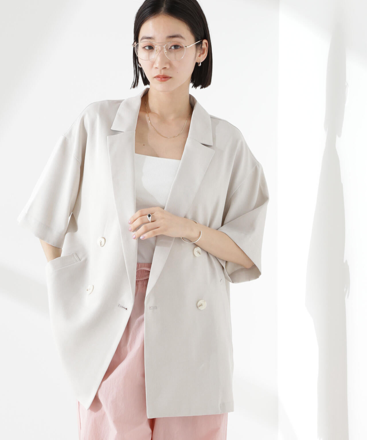 クリスピーツイルショートスリーブジャケット(セットアップ可) 6735116308