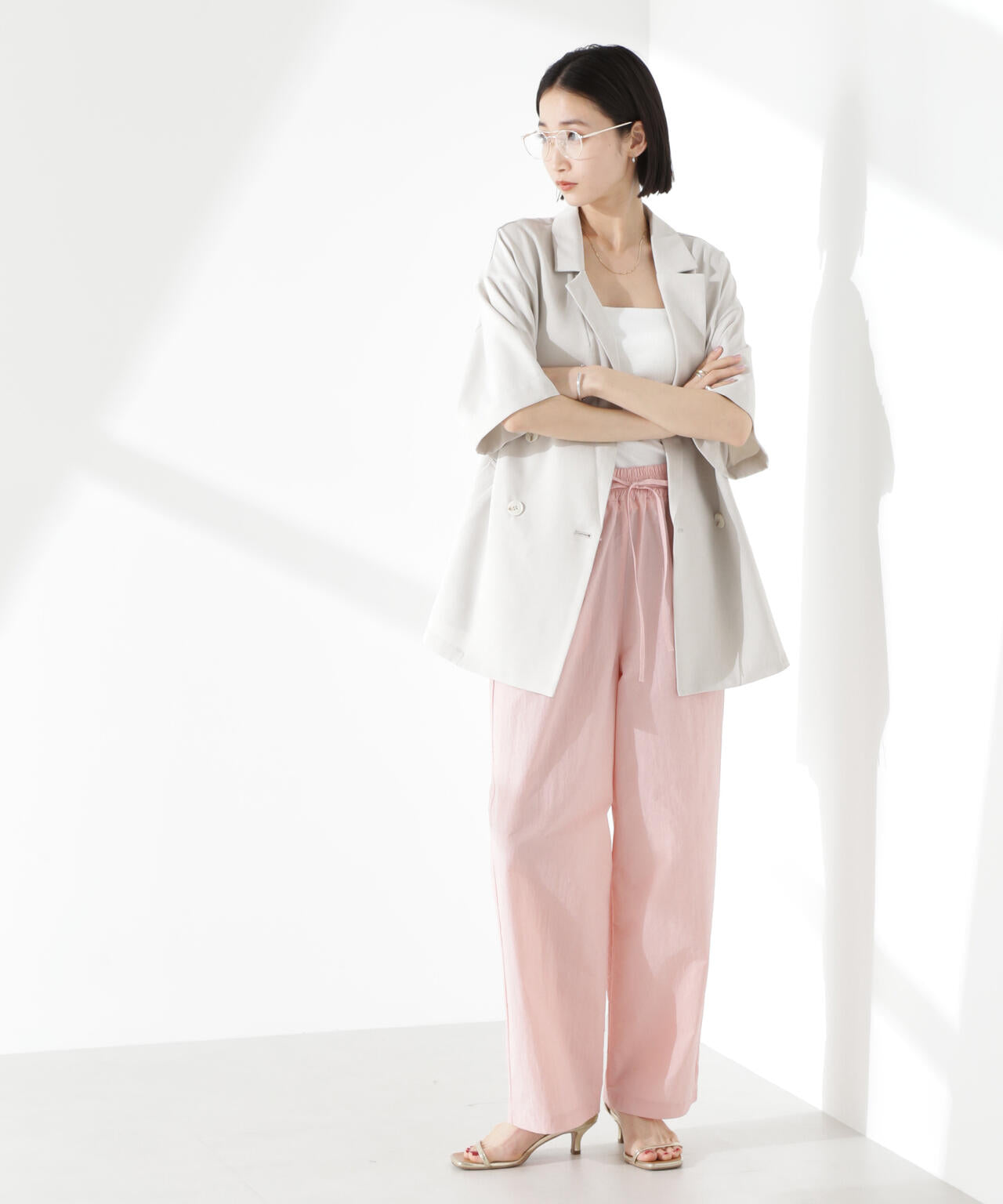 クリスピーツイルショートスリーブジャケット(セットアップ可) 6735116308