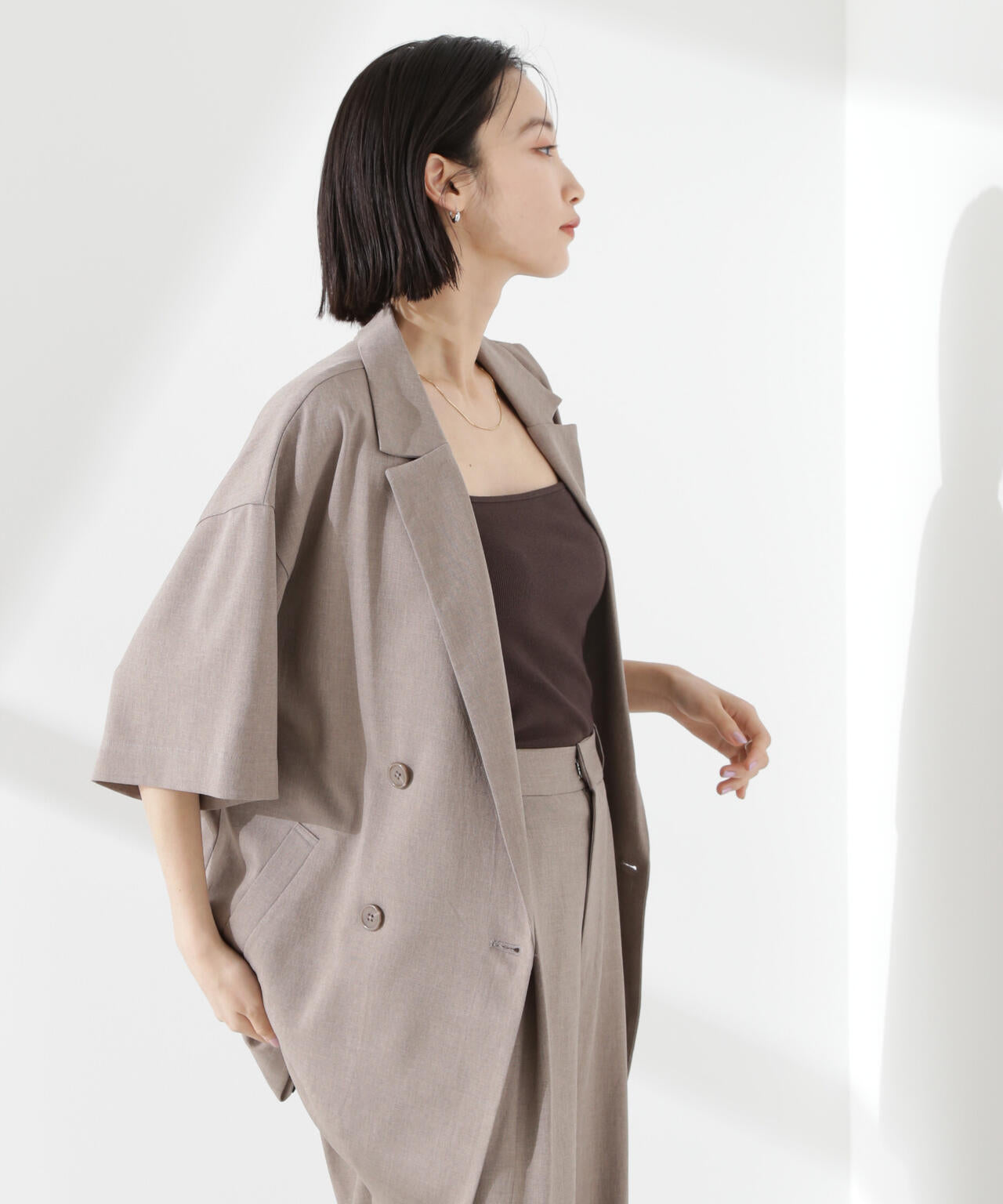 クリスピーツイルショートスリーブジャケット(セットアップ可) 6735116308