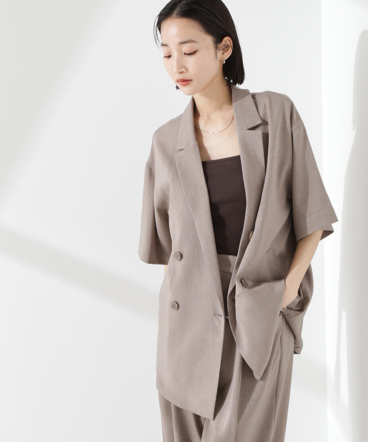 クリスピーツイルショートスリーブジャケット(セットアップ可) 6735116308