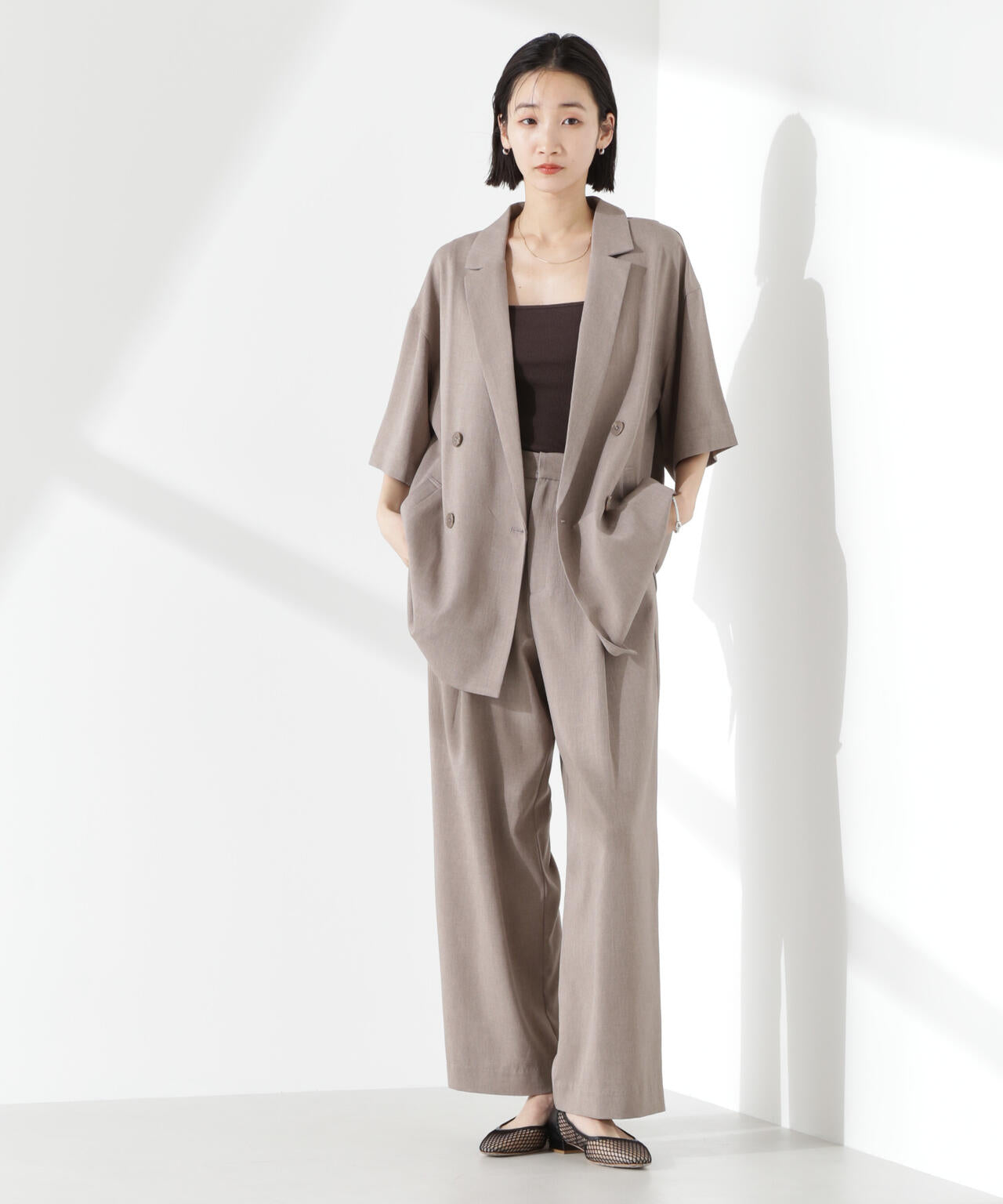 クリスピーツイルショートスリーブジャケット(セットアップ可) 6735116308