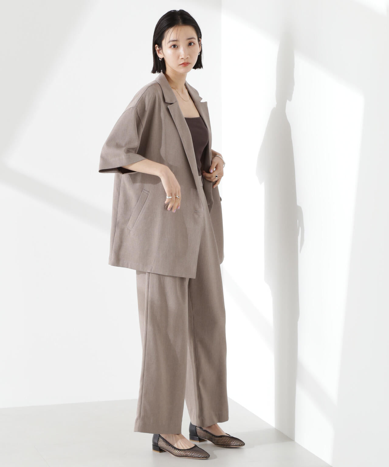 クリスピーツイルショートスリーブジャケット(セットアップ可) 6735116308