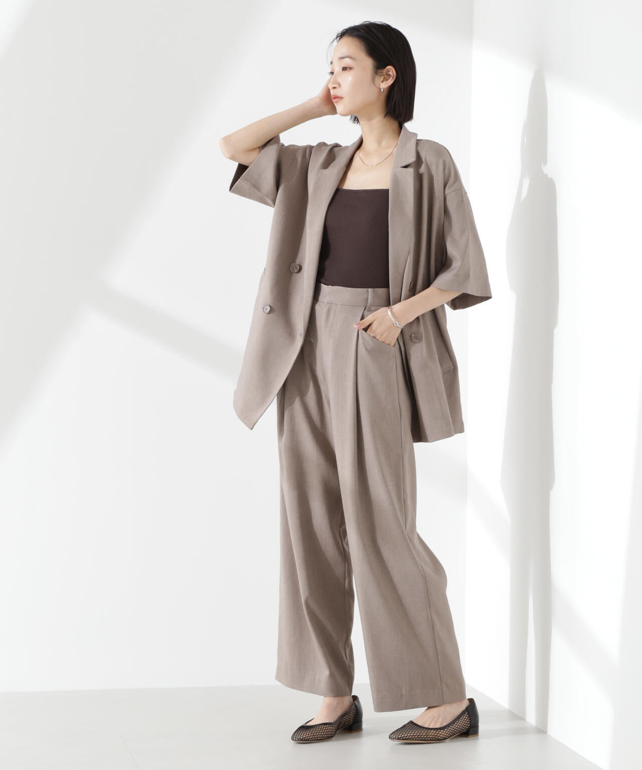 クリスピーツイルショートスリーブジャケット(セットアップ可) 6735116308