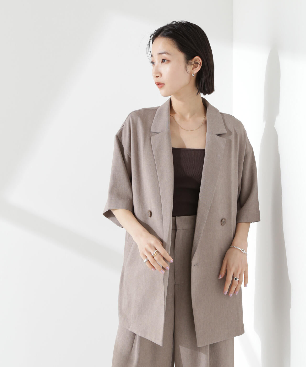 クリスピーツイルショートスリーブジャケット(セットアップ可) 6735116308