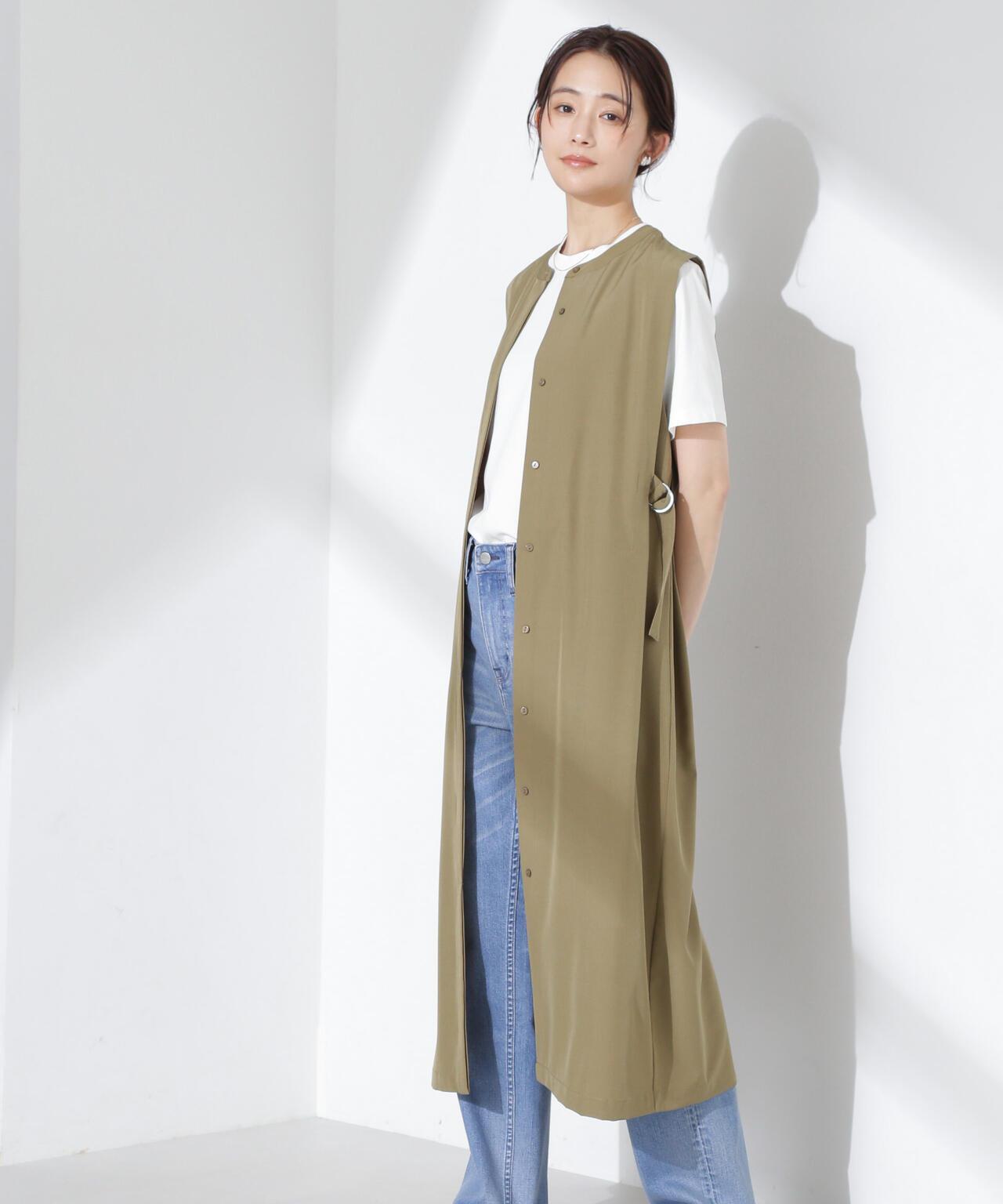 現行 極美品✨カナ ベルスリーブ前後2wayワンピース ノースリーブ オープンフロント ノースリーブ ワンピース