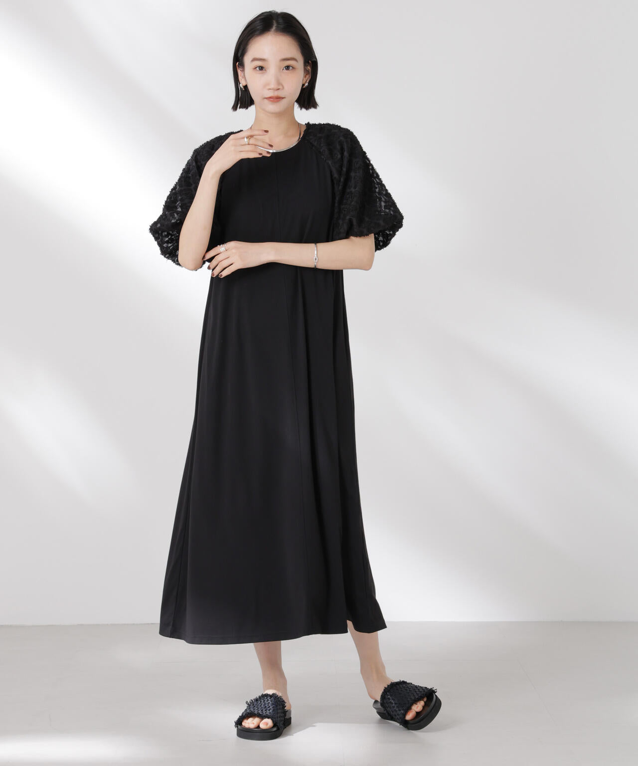 バルーンスリーブ コンビ カット ワンピース