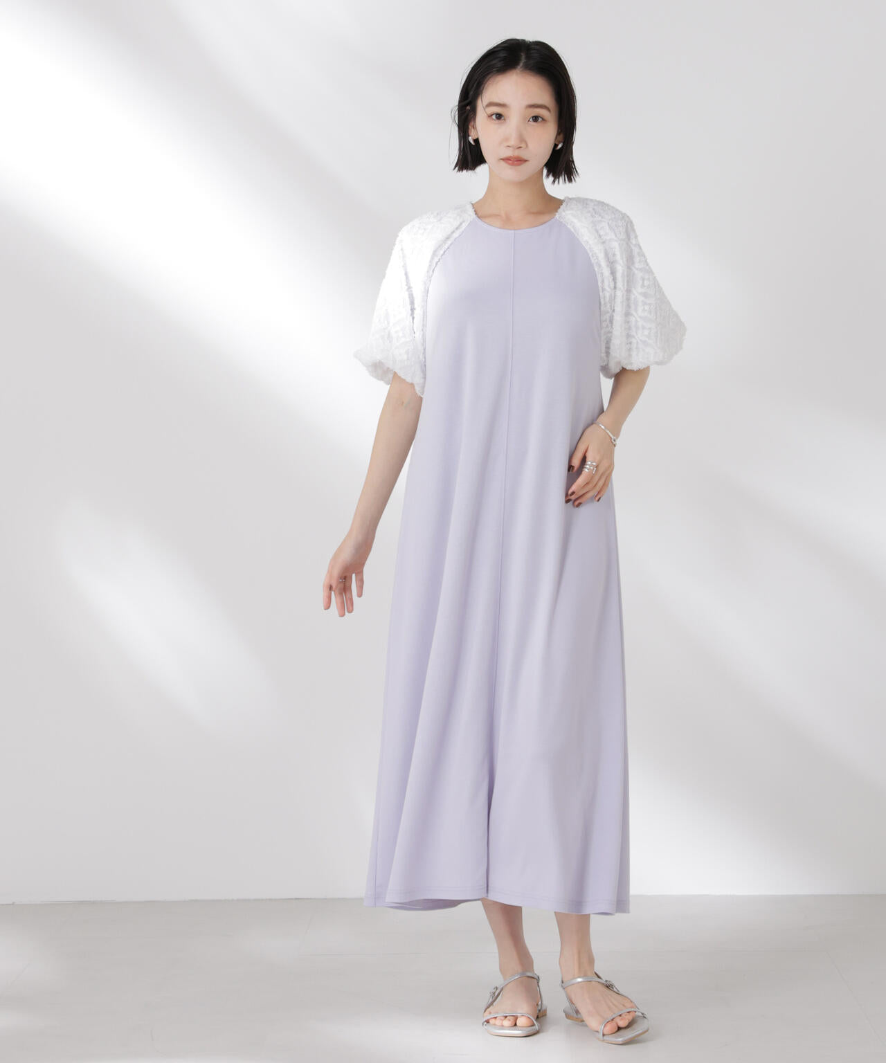 バルーンスリーブ コンビ カット ワンピース