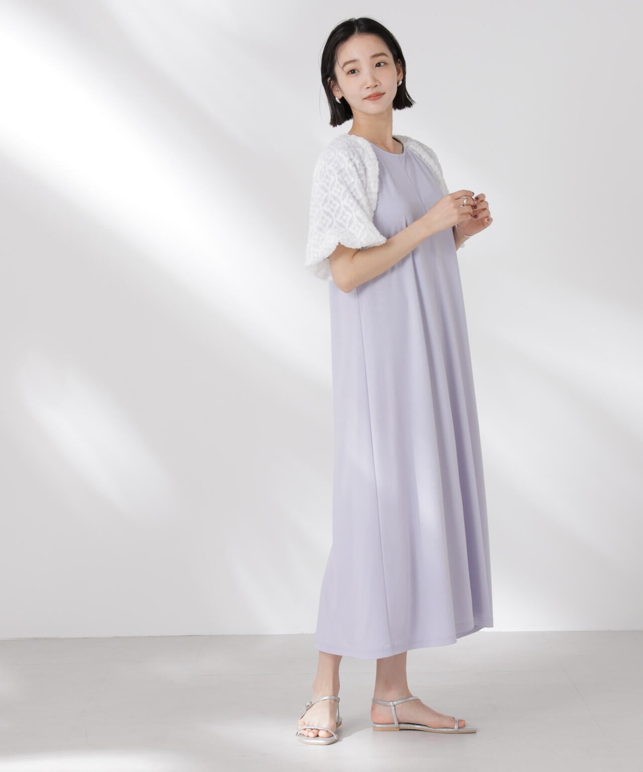 バルーンスリーブ コンビ カット ワンピース