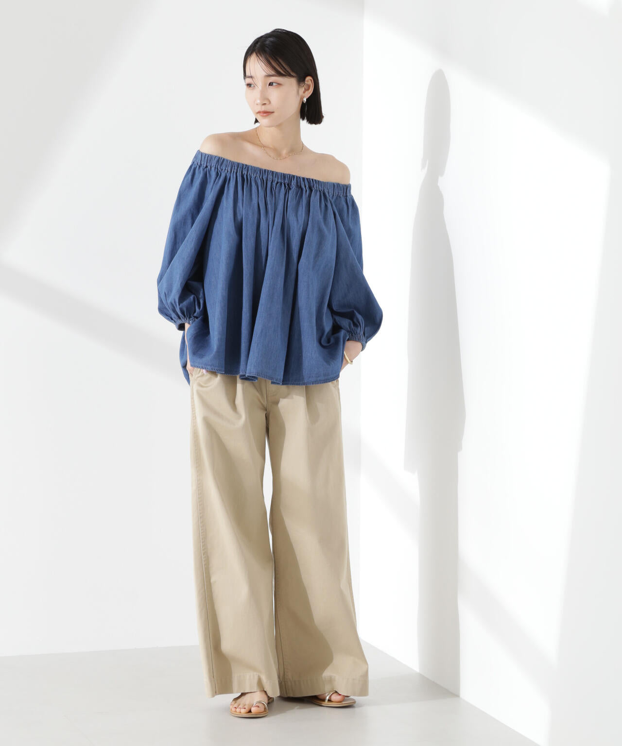 【ぼのぼの】 デパリエ バンドカラープリーツ ギャザー ブラウス バンドカラー切り替えギャザーブラウス（シャツ/ブラウス