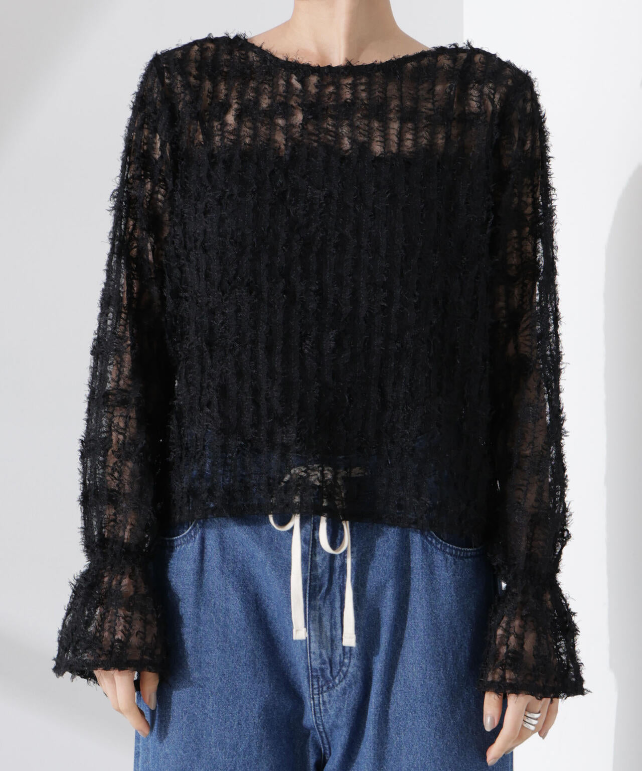 フリンジチュール 前後2way ブラウス（ セットアップ 可）