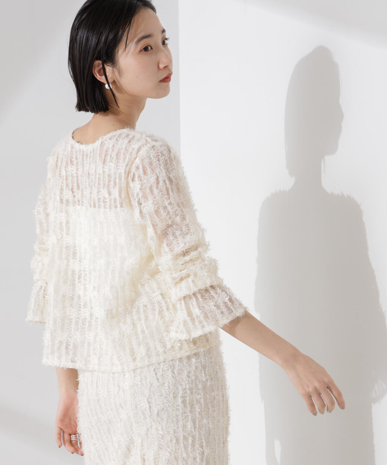 フリンジチュール 前後2way ブラウス（ セットアップ 可）