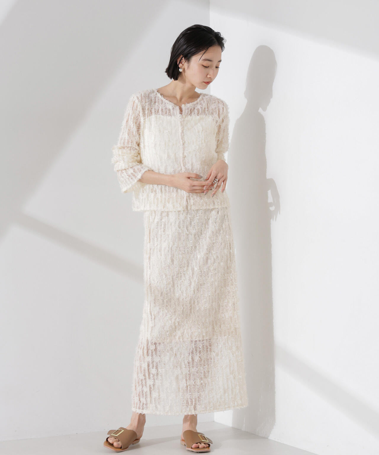 フリンジチュール 前後2way ブラウス（ セットアップ 可）