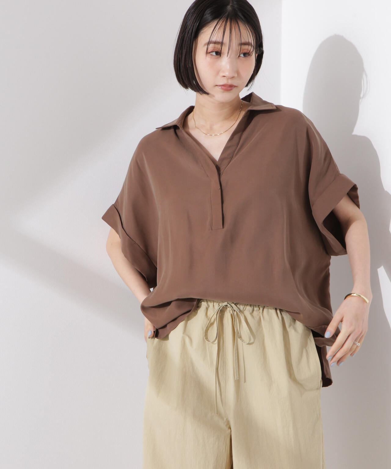 スキッパーワイドスリーブシャツ（セットアップ可） 6735121313