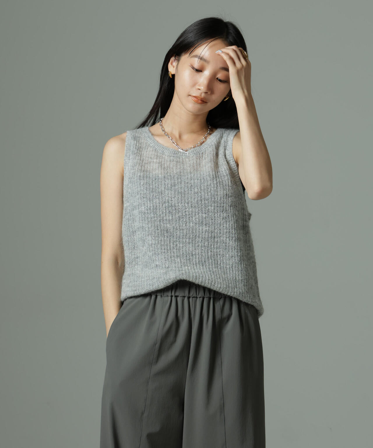 モヘヤ混 タンク ニット トップス ( セットアップ 可 )