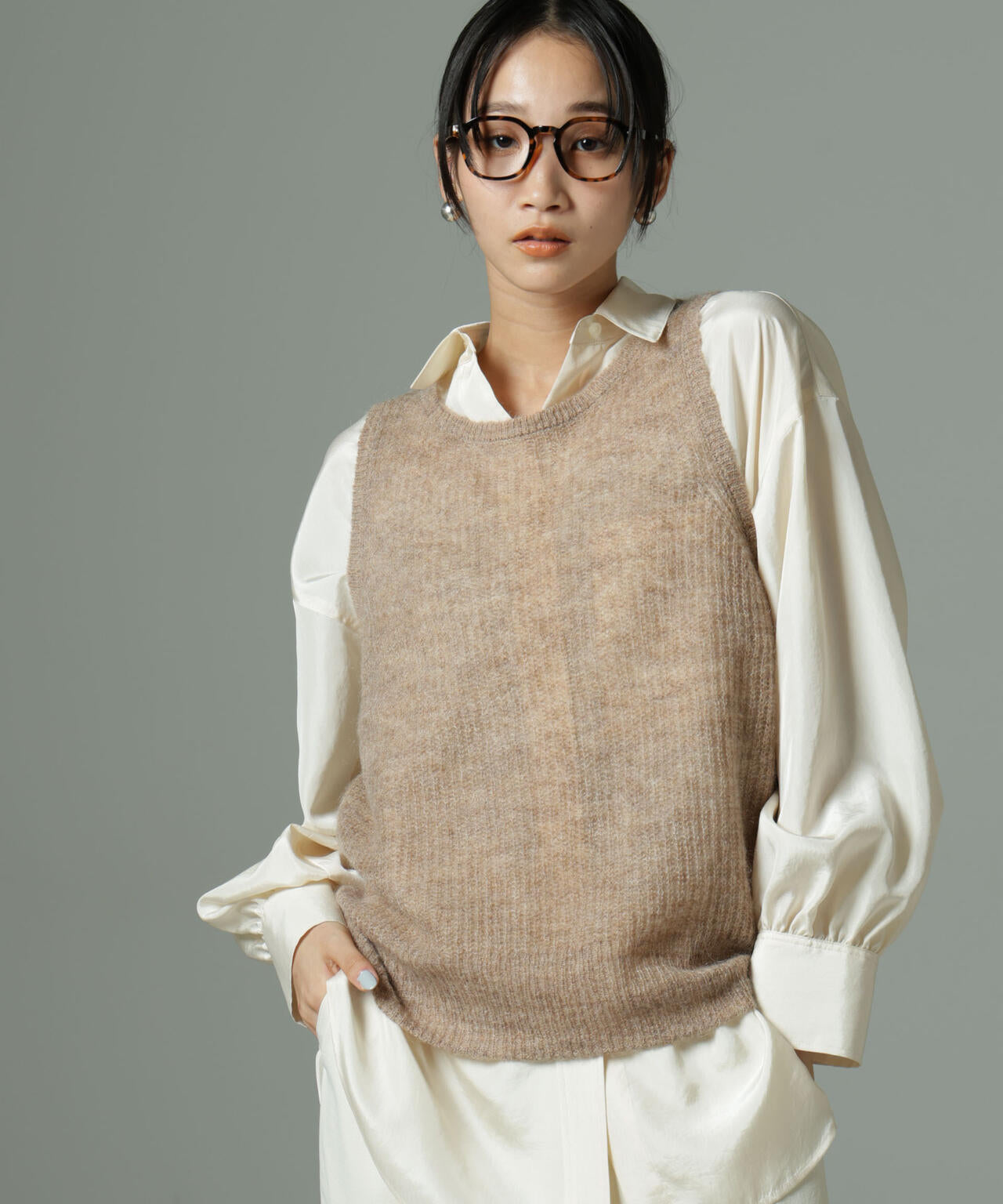 モヘヤ混 タンク ニット トップス ( セットアップ 可 )