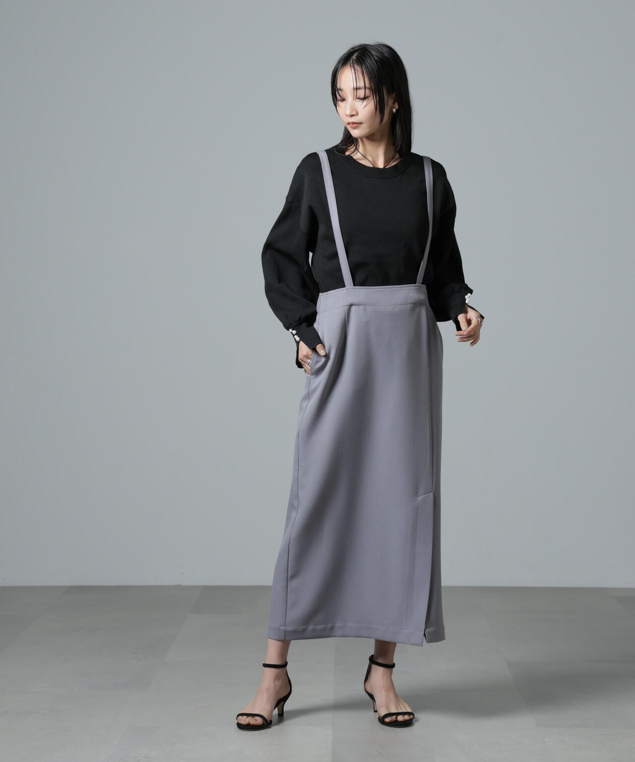 洗濯機洗い可 パール スリーブ ニット トップス