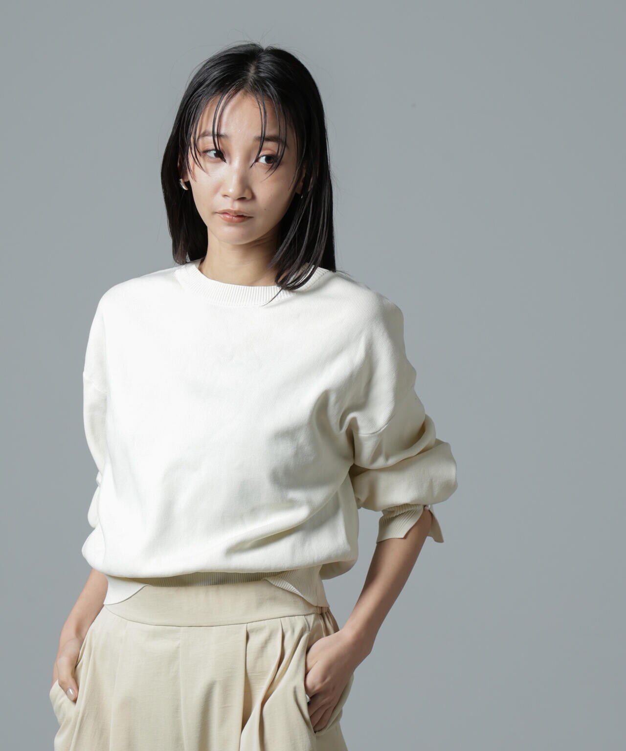 トップス user_34c61851 洗濯機洗い可 パール スリーブ ニット トップス