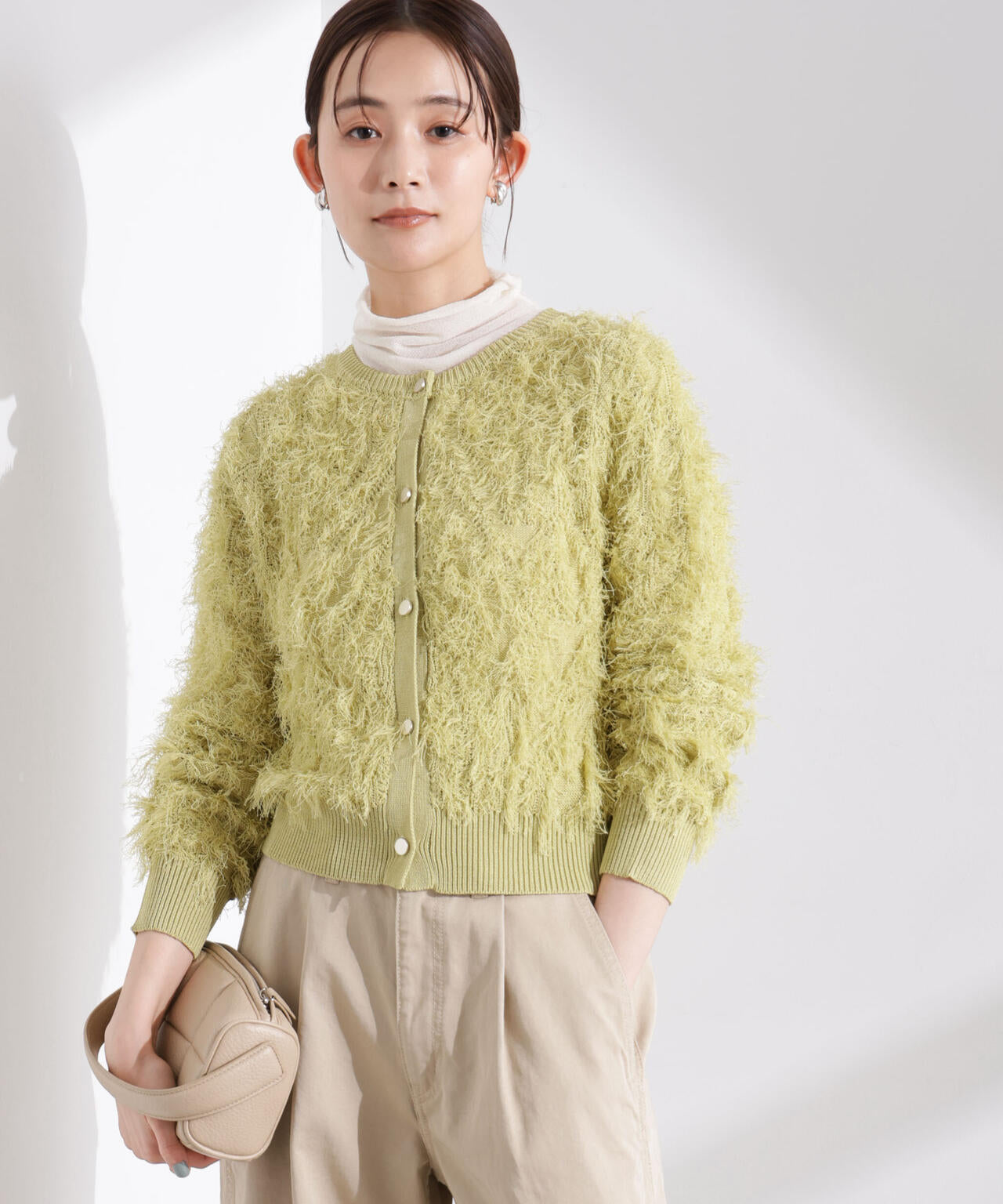 フリンジニット クルーネック カーディガン