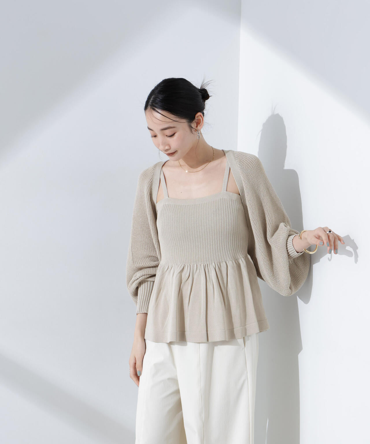 バレエコアペプラムキャミソール ペプラム キャミソール ＋ ボレロ セット