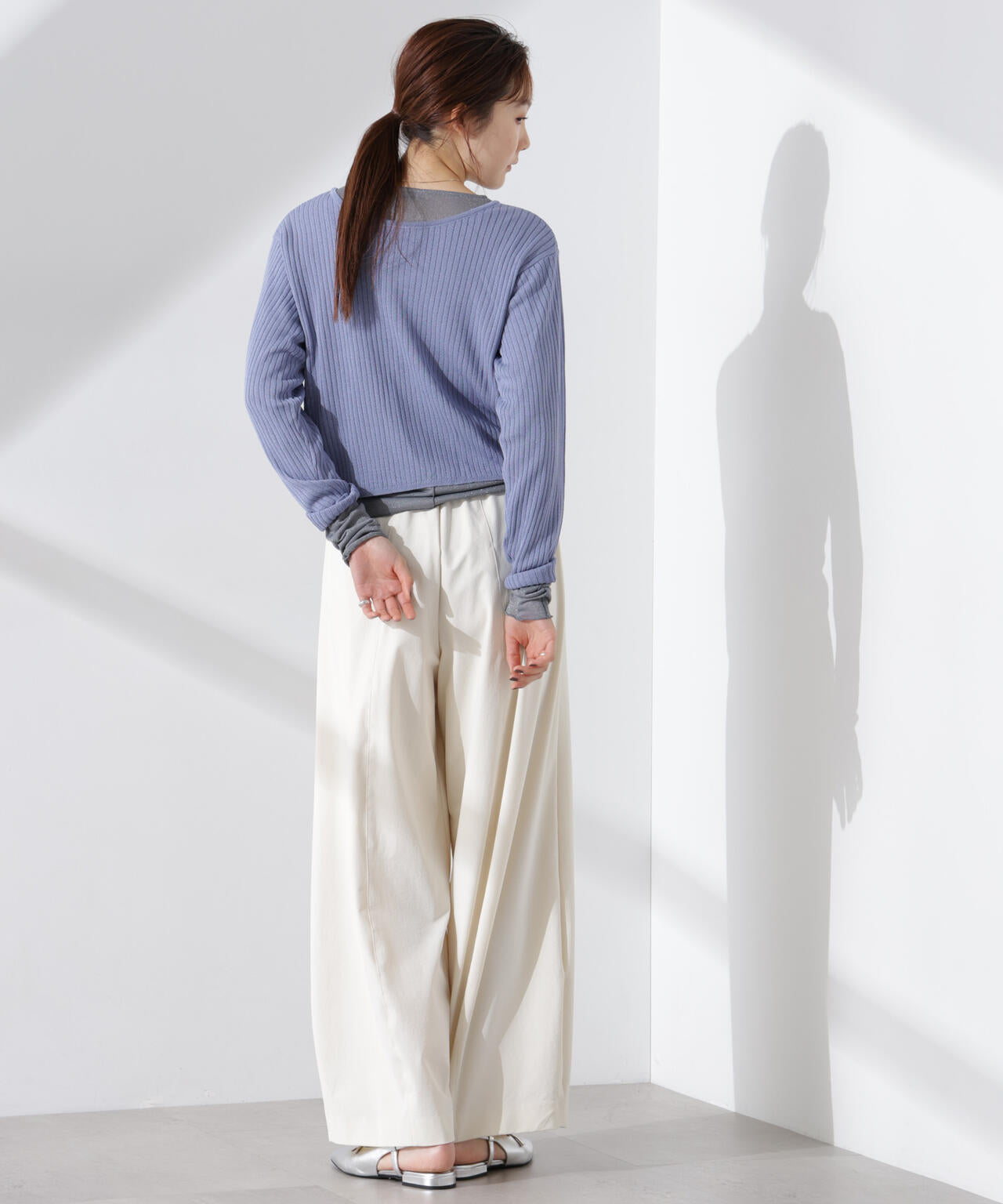 前後2way リボン開き カーディガン