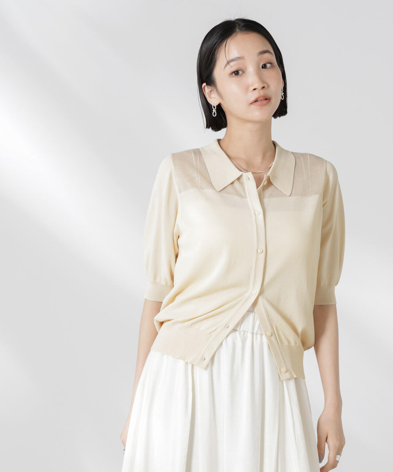 ソージュ アイボリーリブ編みカーディガン、半袖ニット 楽天市場】ニット カーディガン レディース ざっくり編み