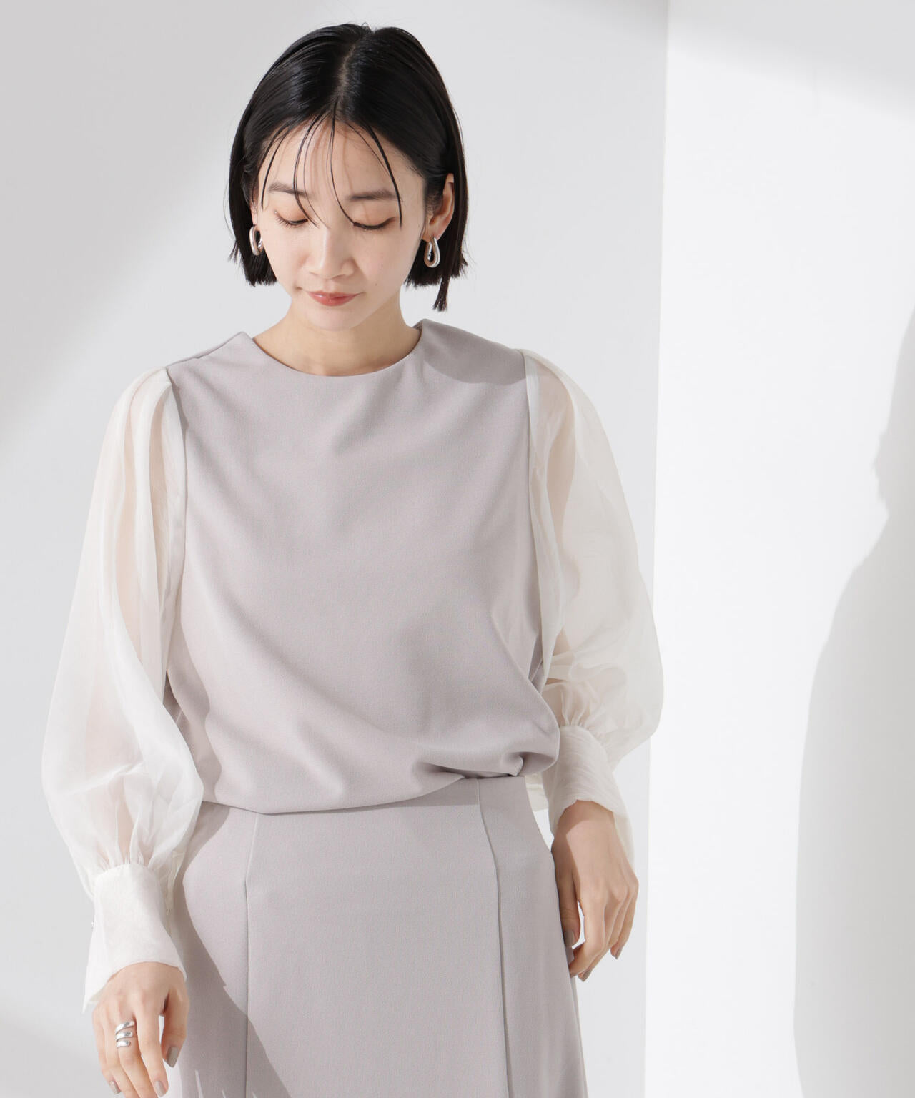 nananamoe カットソー オーガンジー 試着のみ 杏さん着用／WEB＆一部店舗限定カラーあり】オーガンジー