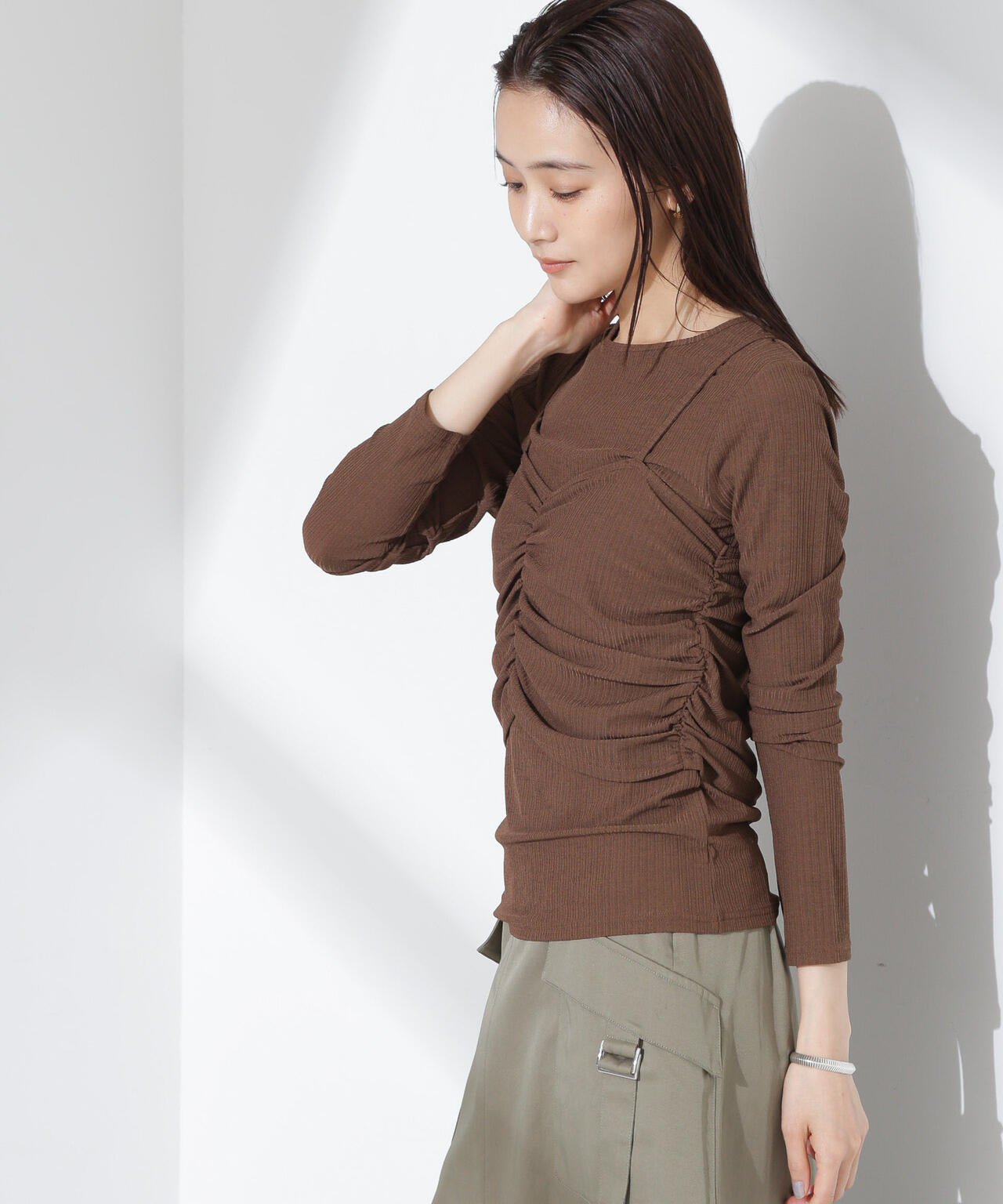 シャーリング ビスチェ セット カット トップス