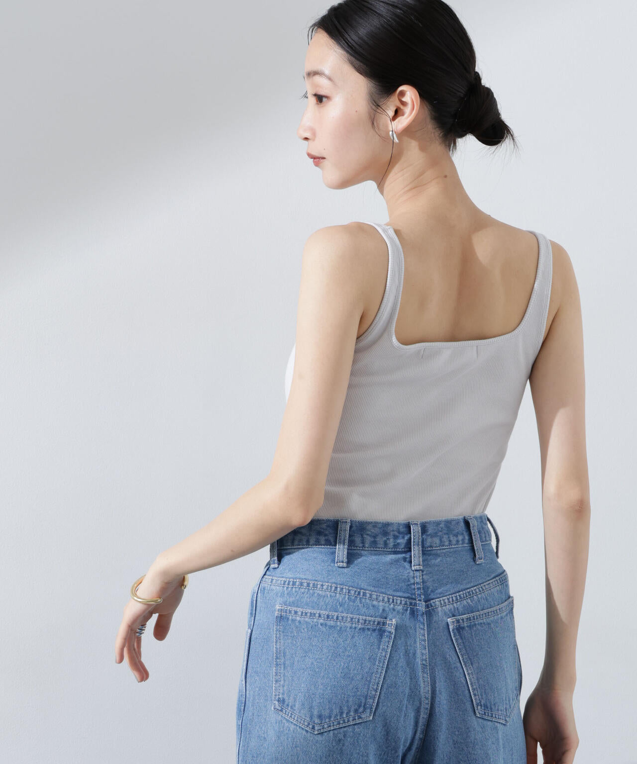 抗菌防臭 リブ カップ付き タンクトップ