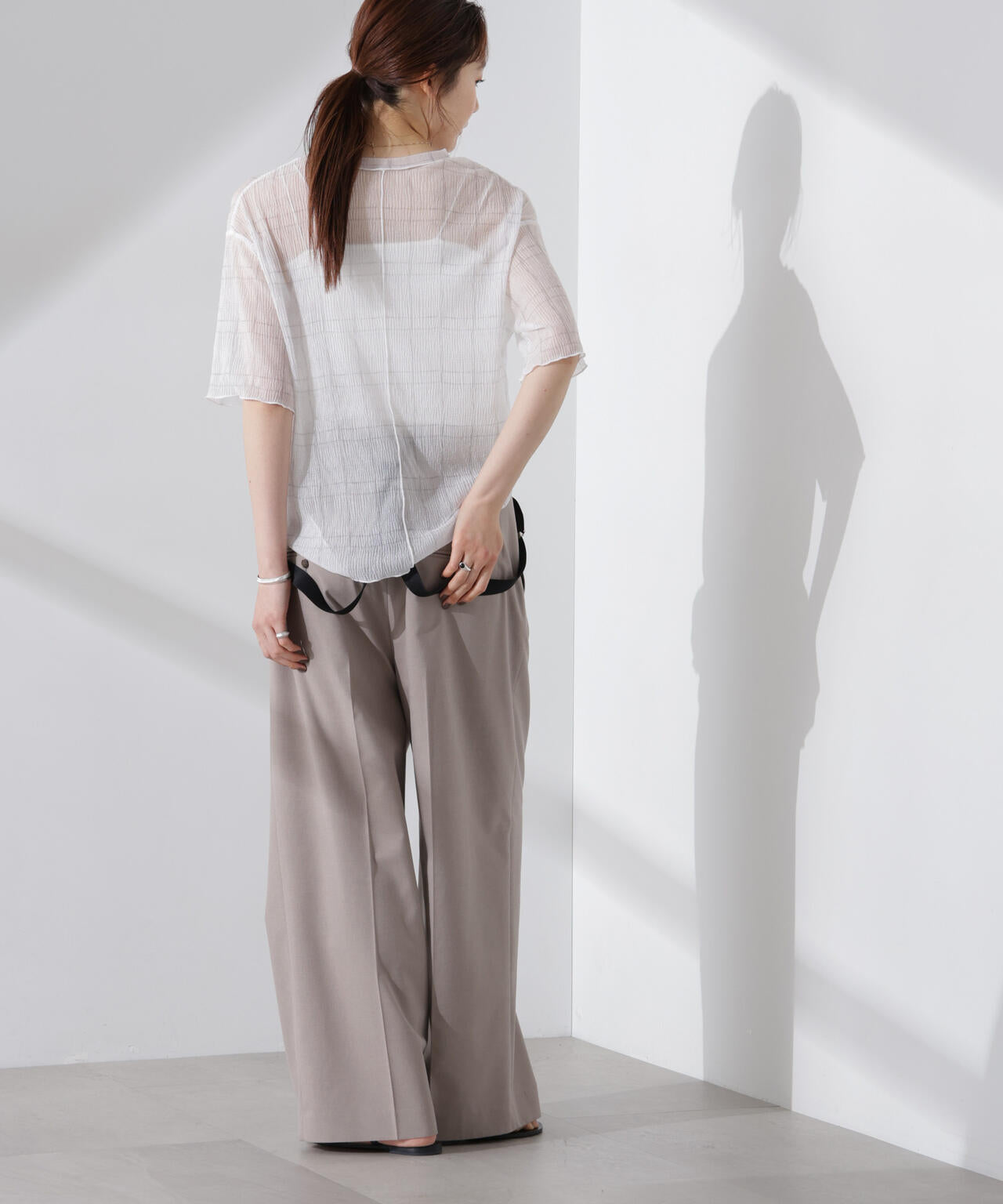 楊柳チェックシアーカットTシャツ 6735124310