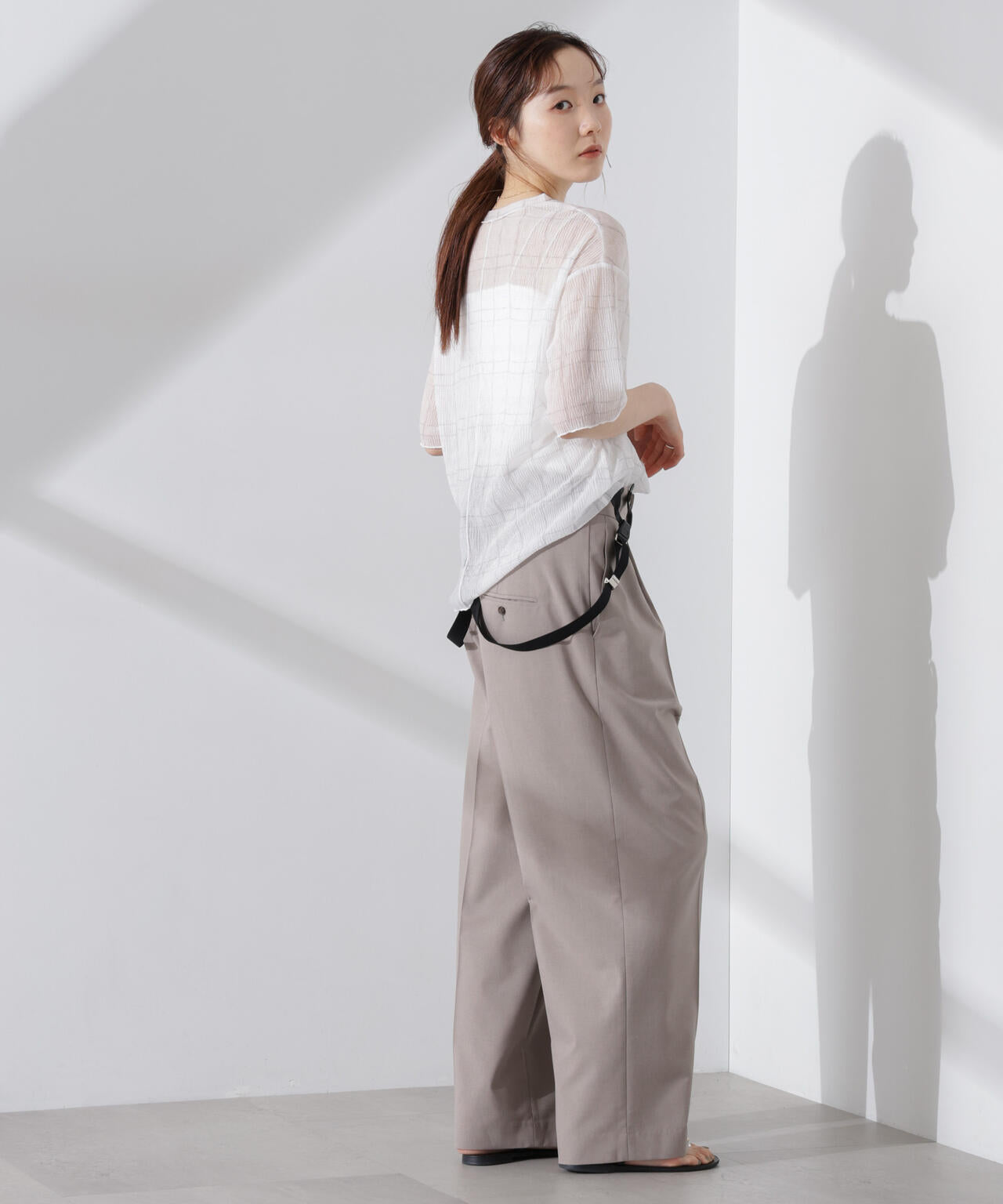 楊柳チェックシアーカットTシャツ 6735124310