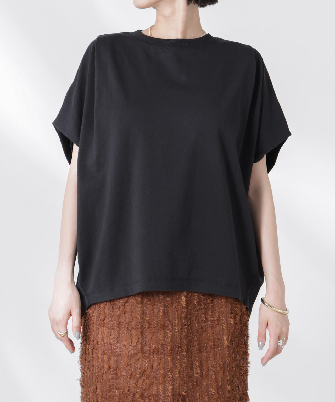 変形スリーブ カット トップス