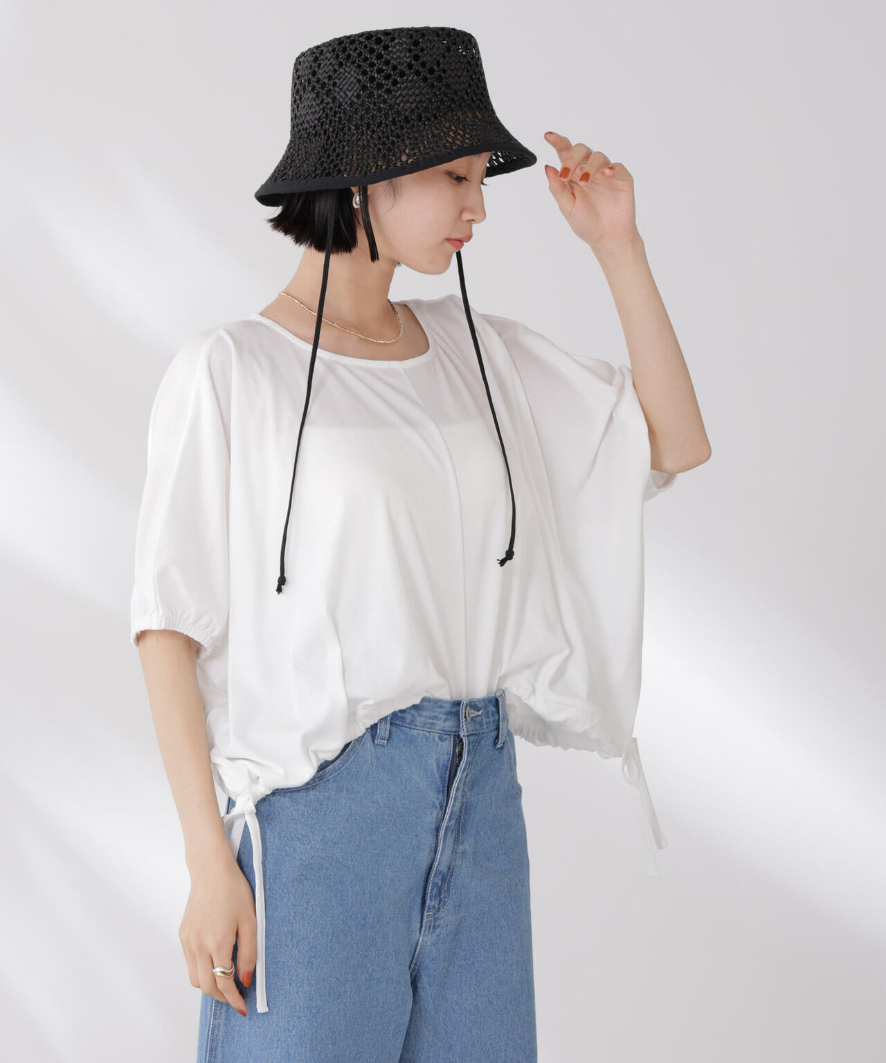 吸水速乾抗菌防臭クロップドドロストトップス 6735124327