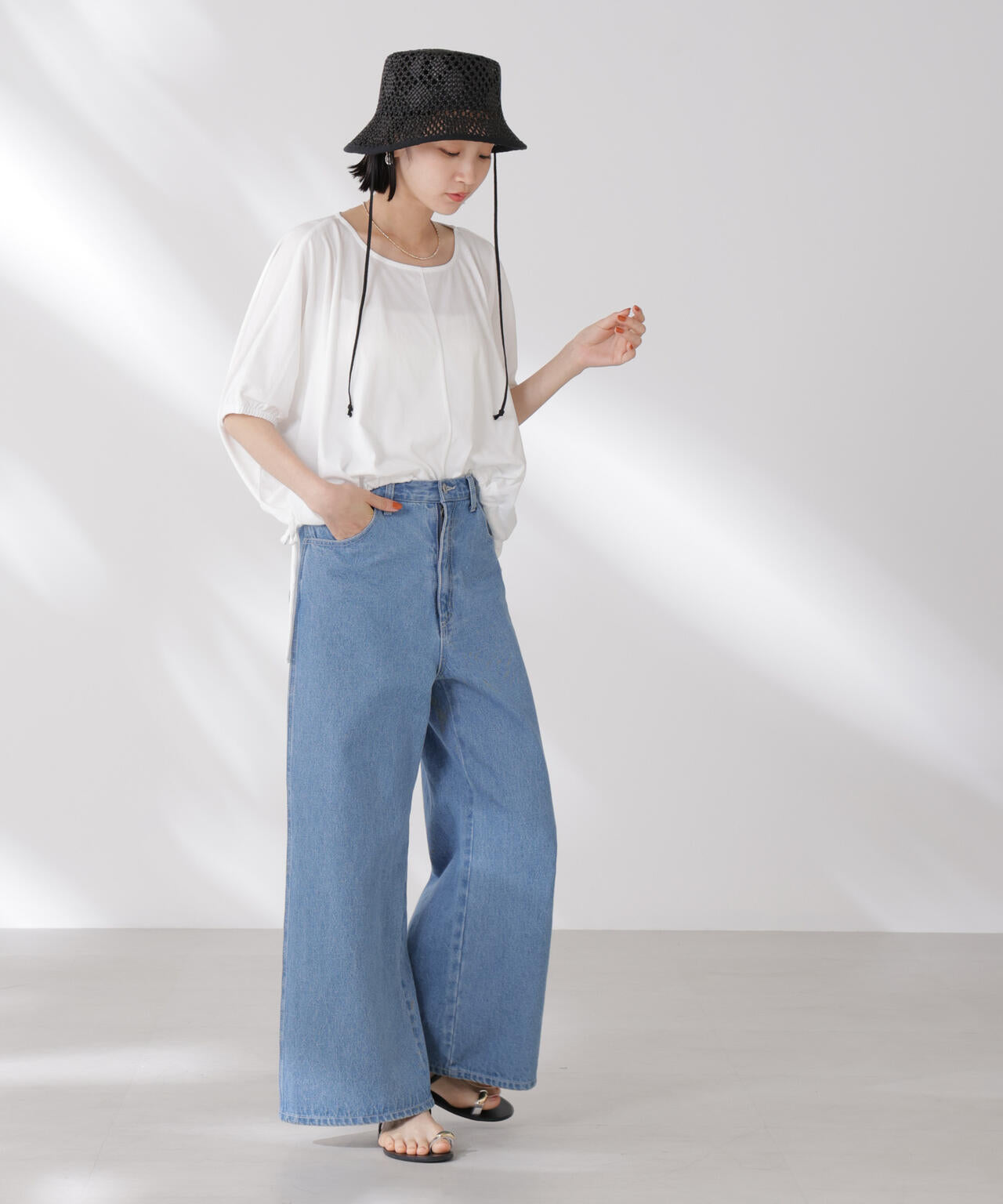 吸水速乾抗菌防臭クロップドドロストトップス 6735124327