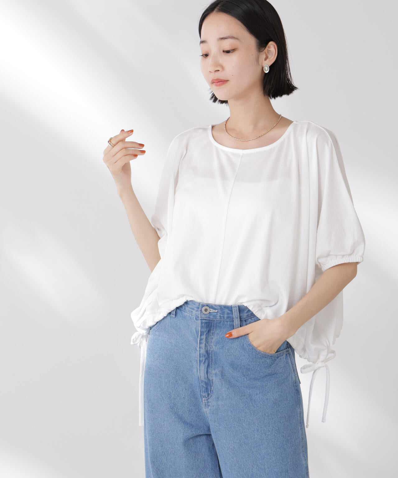 吸水速乾抗菌防臭クロップドドロストトップス 6735124327