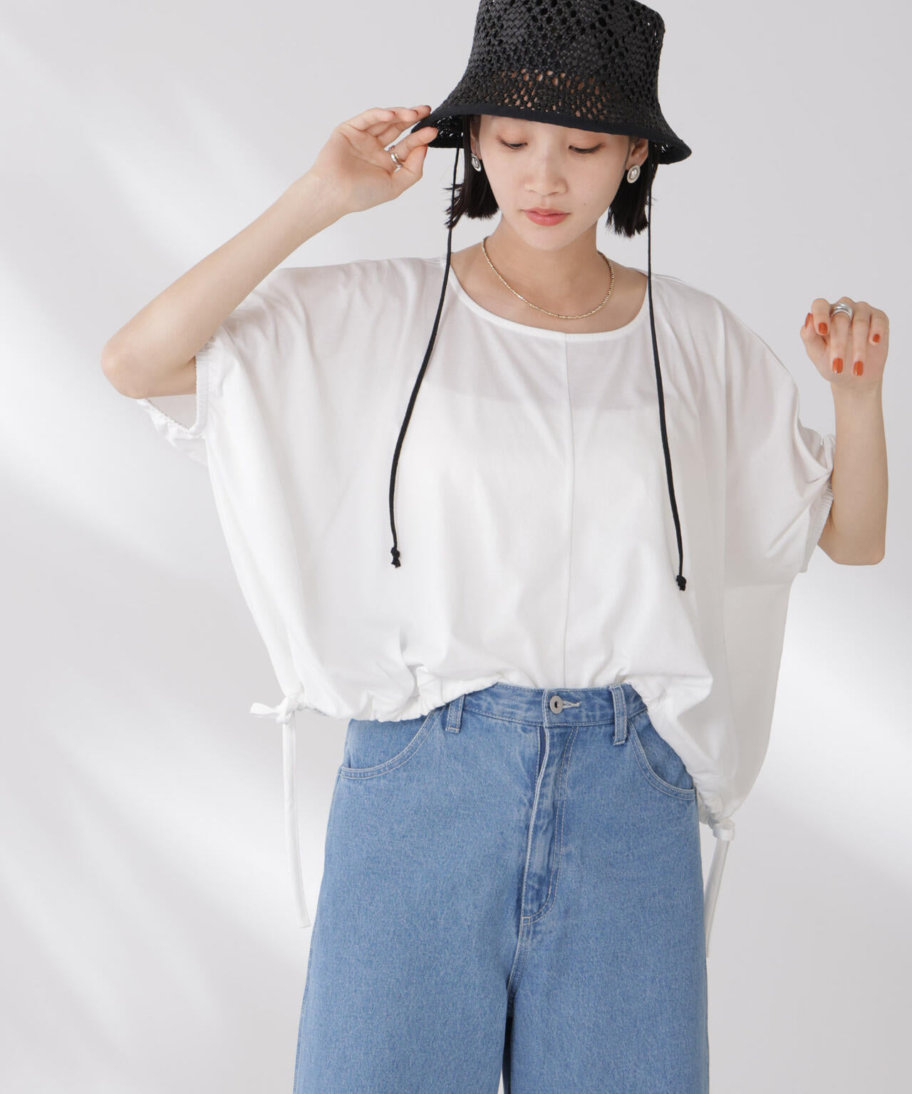 吸水速乾抗菌防臭クロップドドロストトップス 6735124327