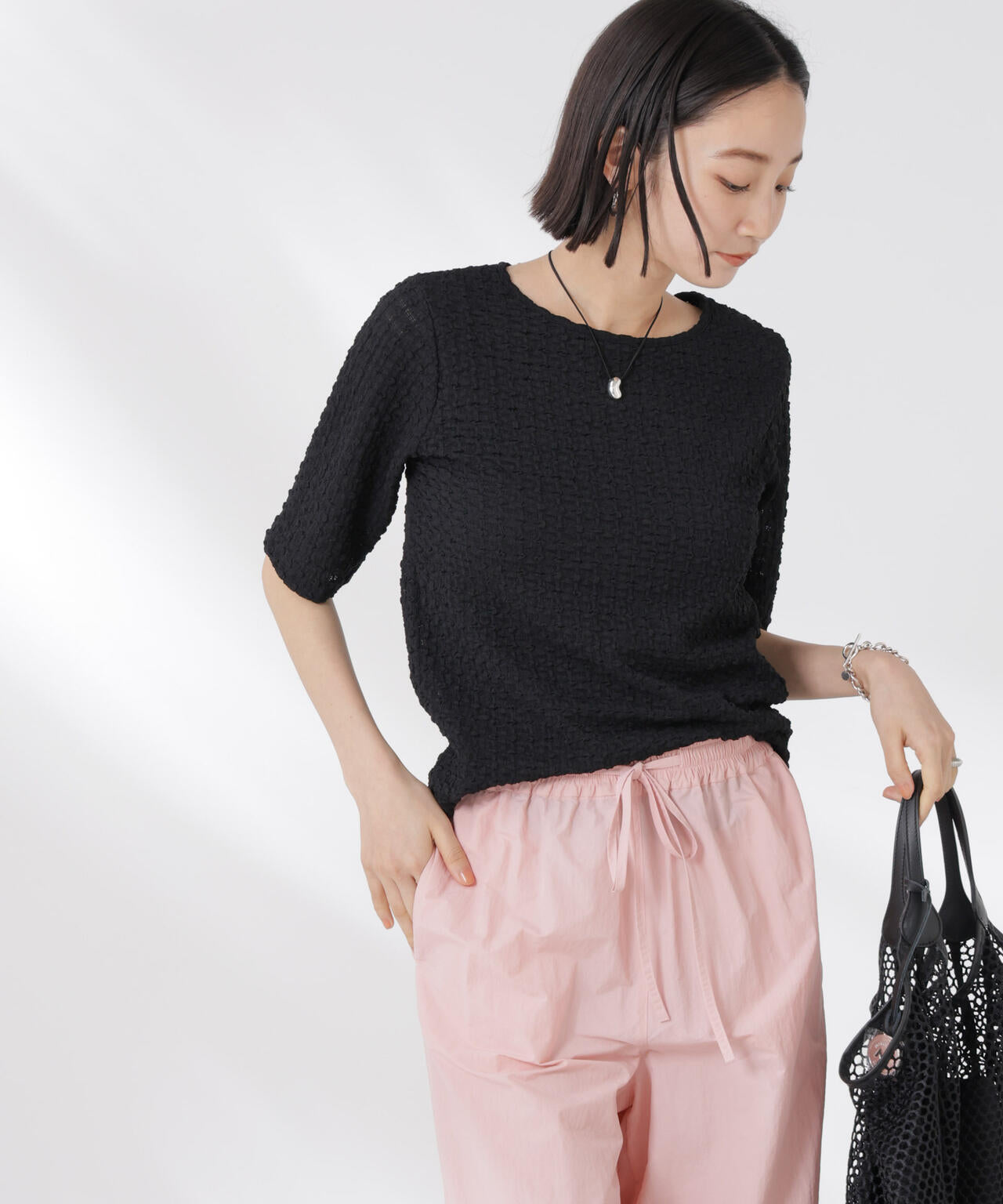 カットサッカークルーネックTシャツ 6735124333